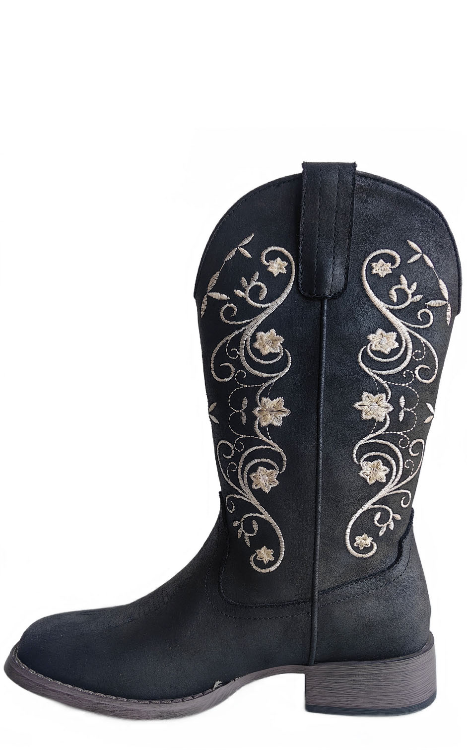 Roper Women's Bailey Vintage Black with Floral Embroidery Square Toe Cowboy Boots - Image 1