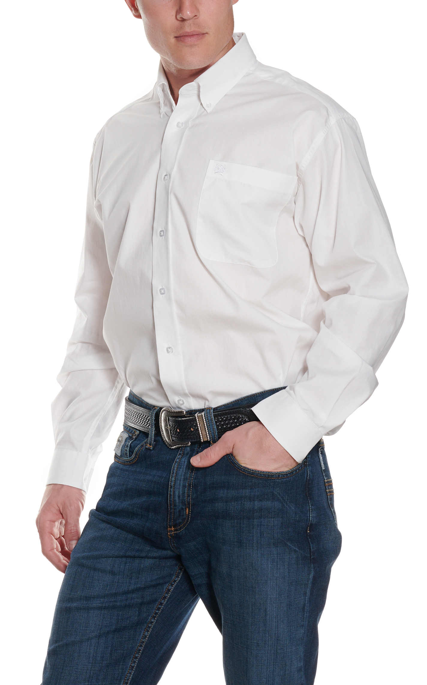 Cinch Men's Solid White Long Sleeve Western Shirt - Image 1