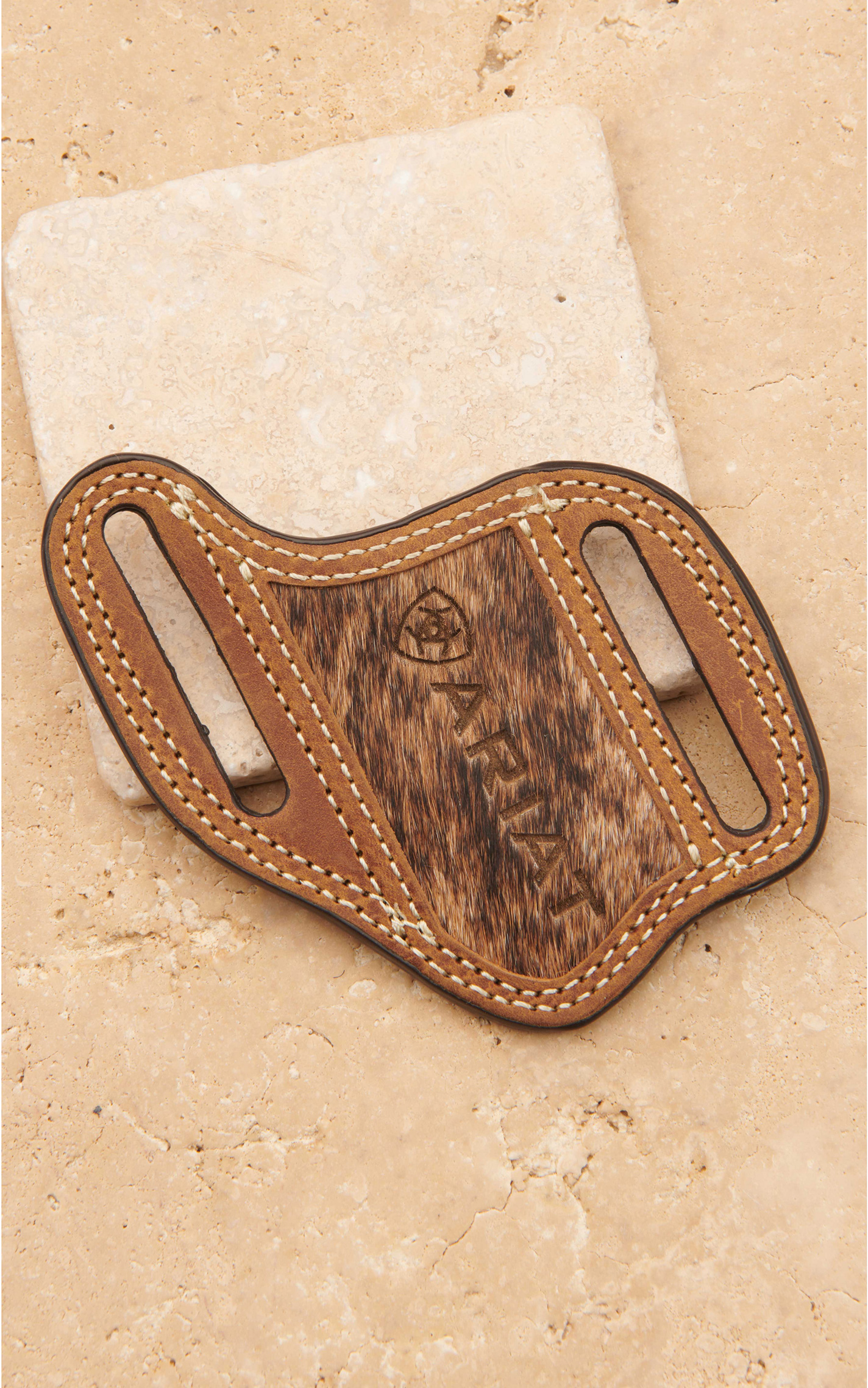 Ariat Medium Brown Calf Hair Pancake Knife Sheath - Image 1