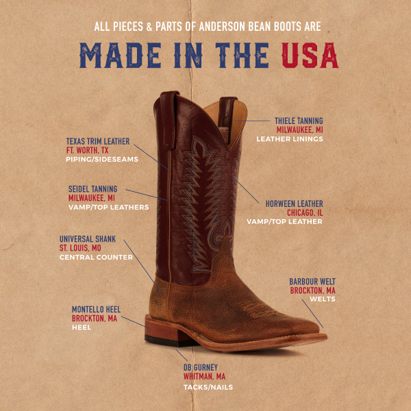 Anderson Bean Men's Geronimo Brown Bison and Sangria Wine Square Toe Cowboy Boots - Image 1