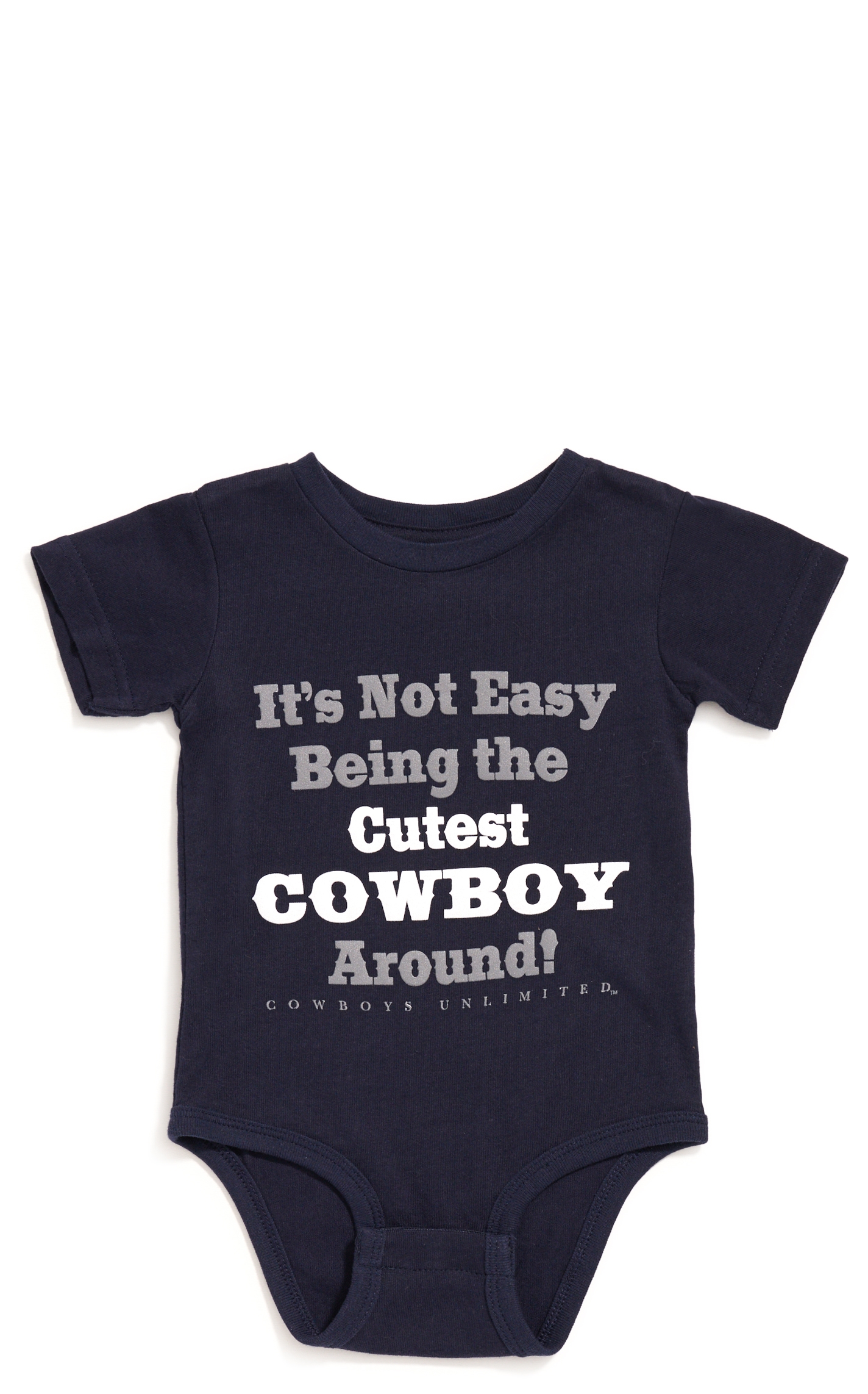 Moss Brothers Cowboys Unlimited Infant Navy Cutest Cowboy Around Short Sleeve Onesie - Image 1