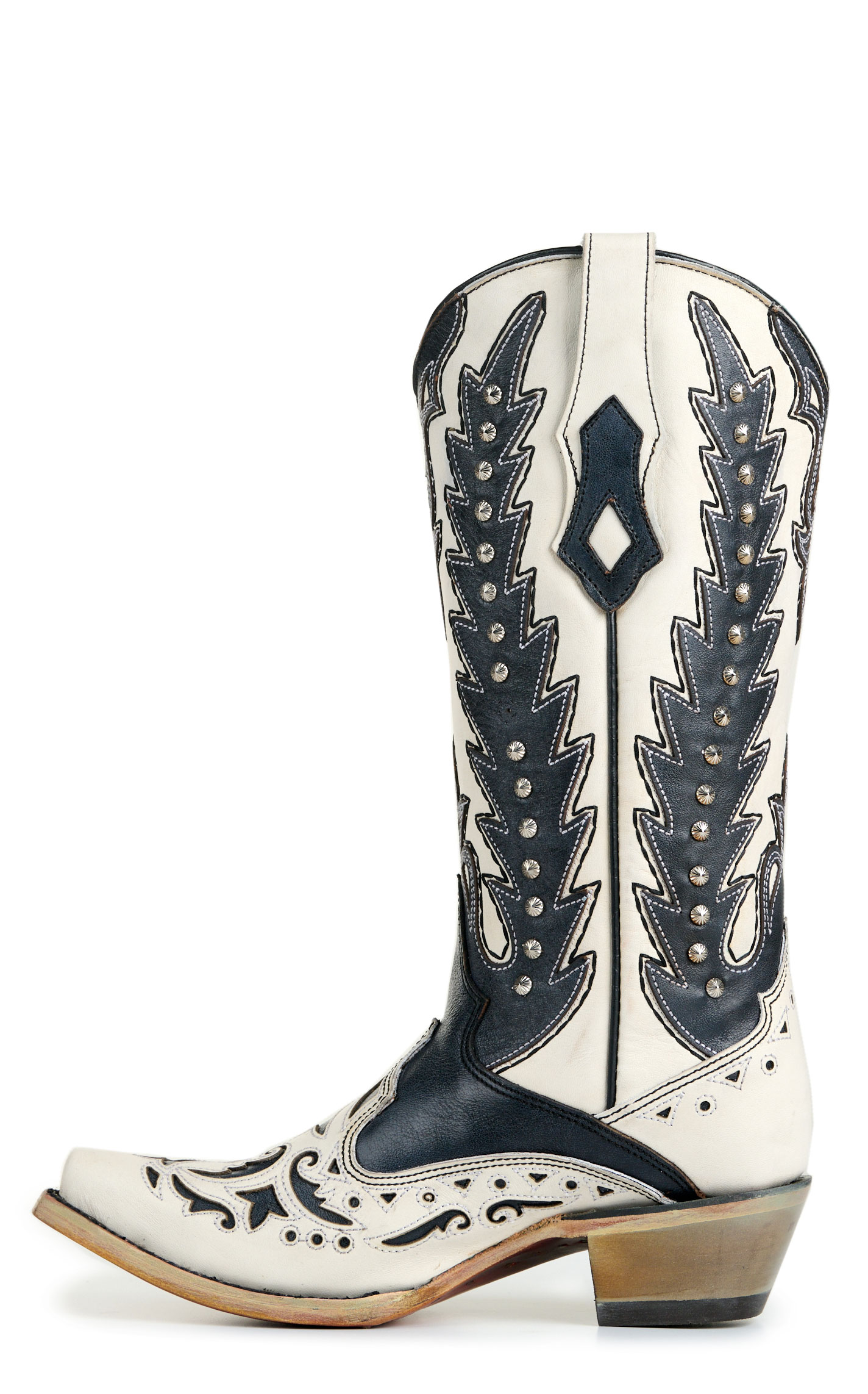 Corral Women's White with Black Wingtips Snip Toe Cowboy Boots - Image 1