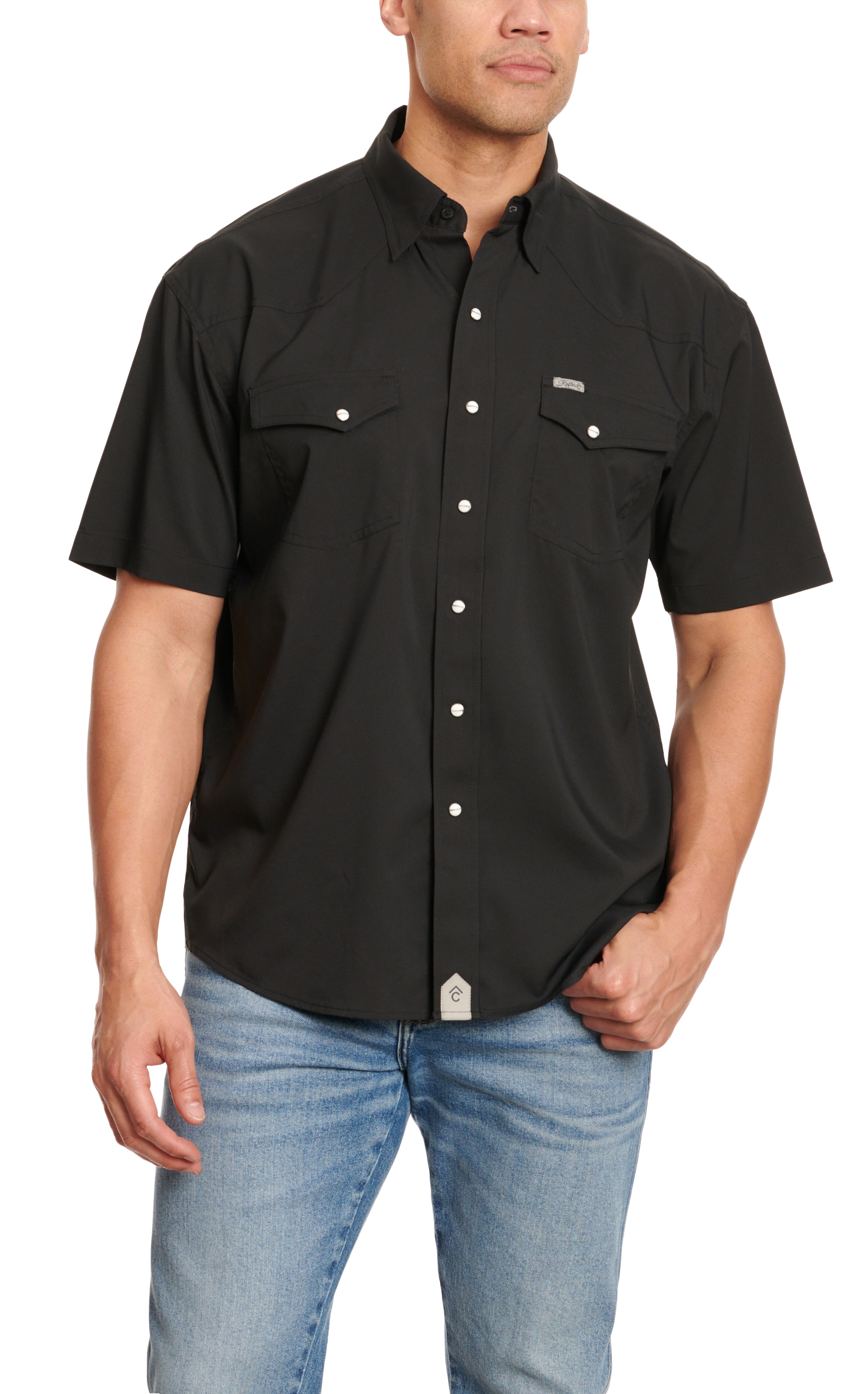 Rafter C Outdoors Men's Angler Black Short Sleeve Fishing Shirt - Image 2
