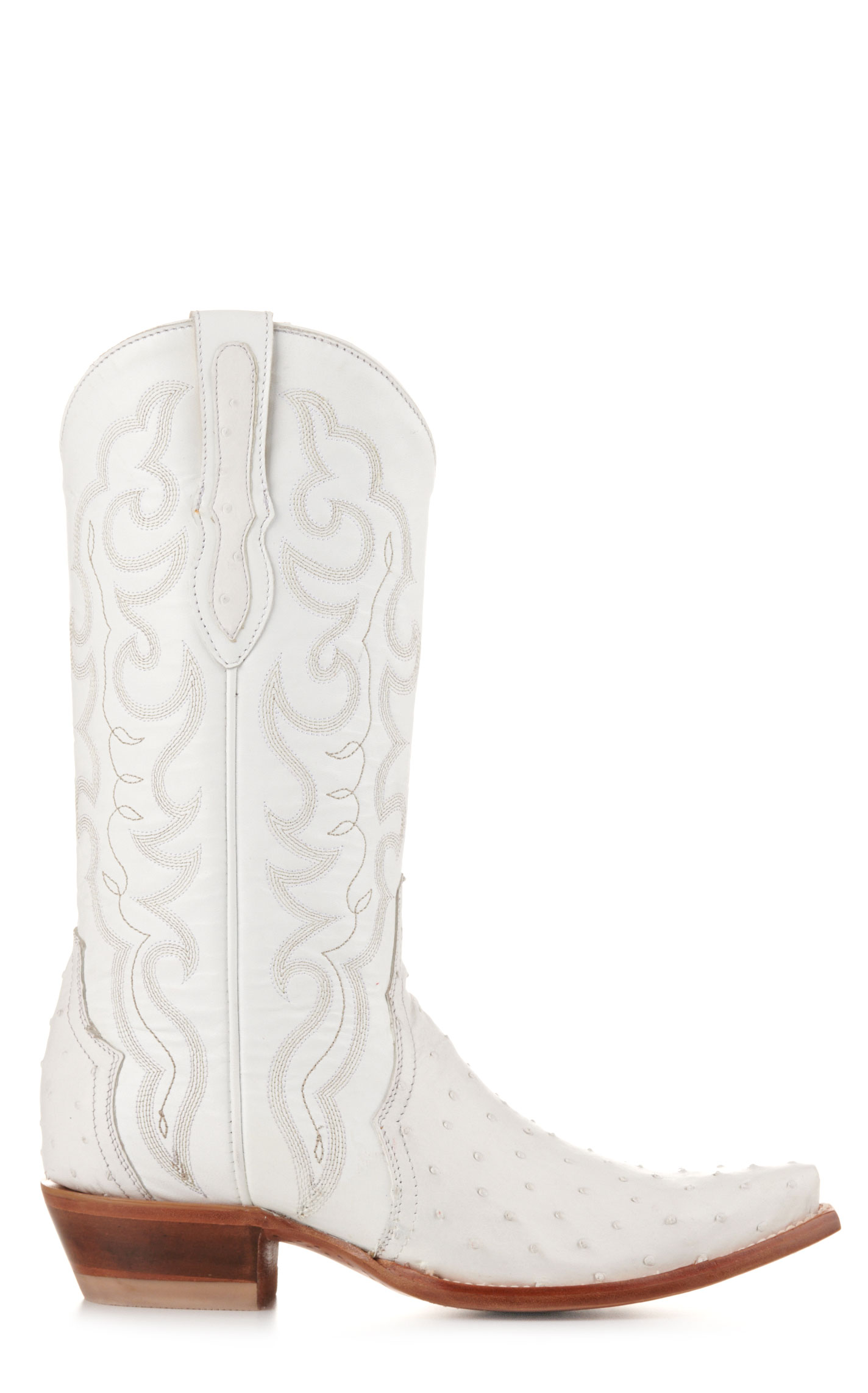 Cavender’s Women’s Full Quill Ostrich White Exotic Snip Toe Cowboy Boots  - Image 1