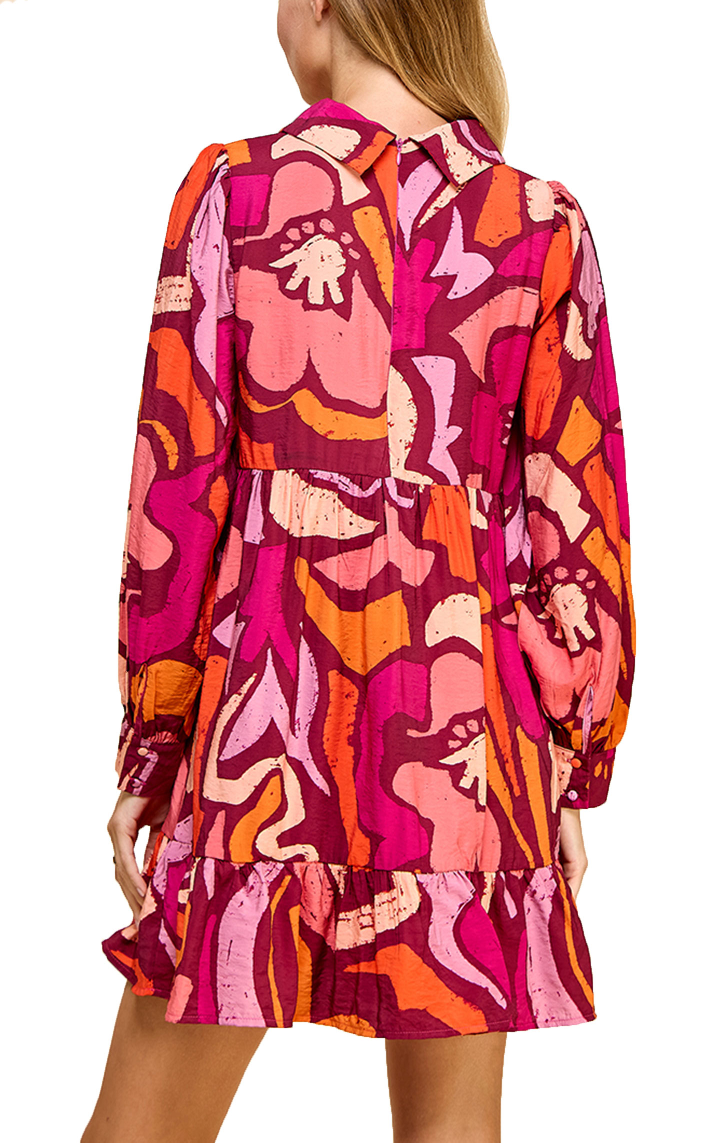 TCEC Women's Wine Retro Floral Print Dress - Image 1