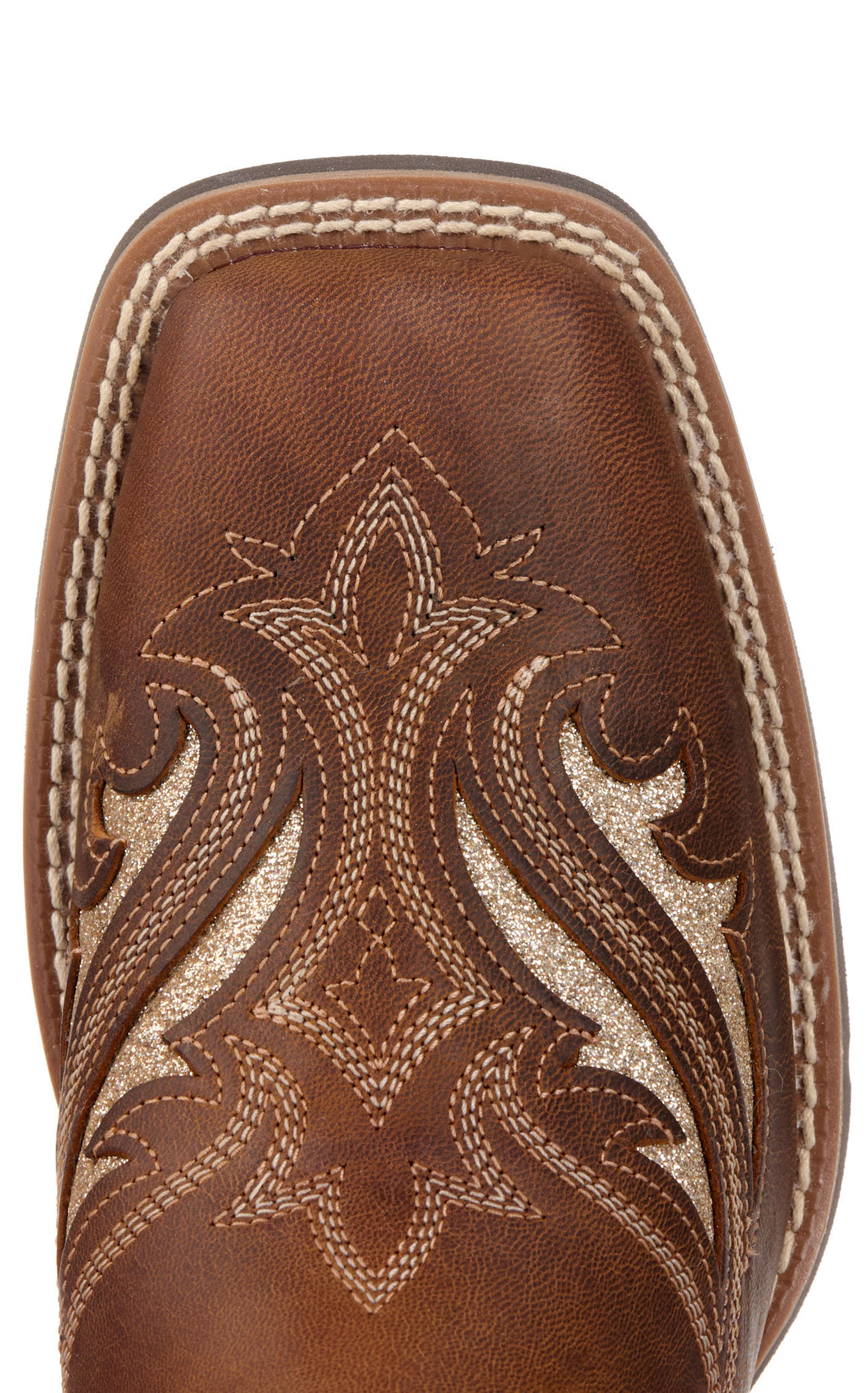 Ariat Women's Round Up Bliss Sassy Brown with Glitter Inlay Wide Square Toe Cowboy Boots - Image 1