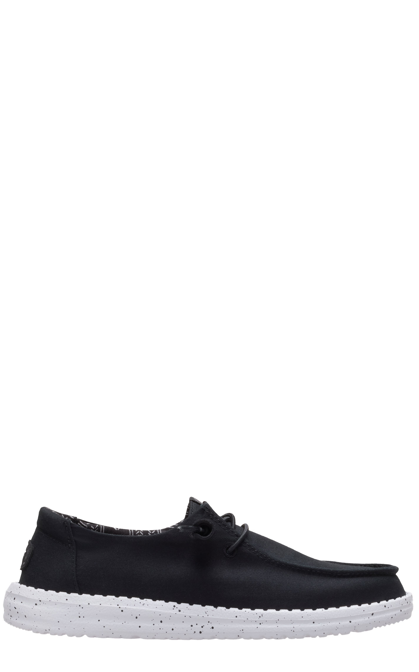 Hey Dude Women's Wendy Stretch Canvas Black Lace Moc Toe Shoes - Image 1