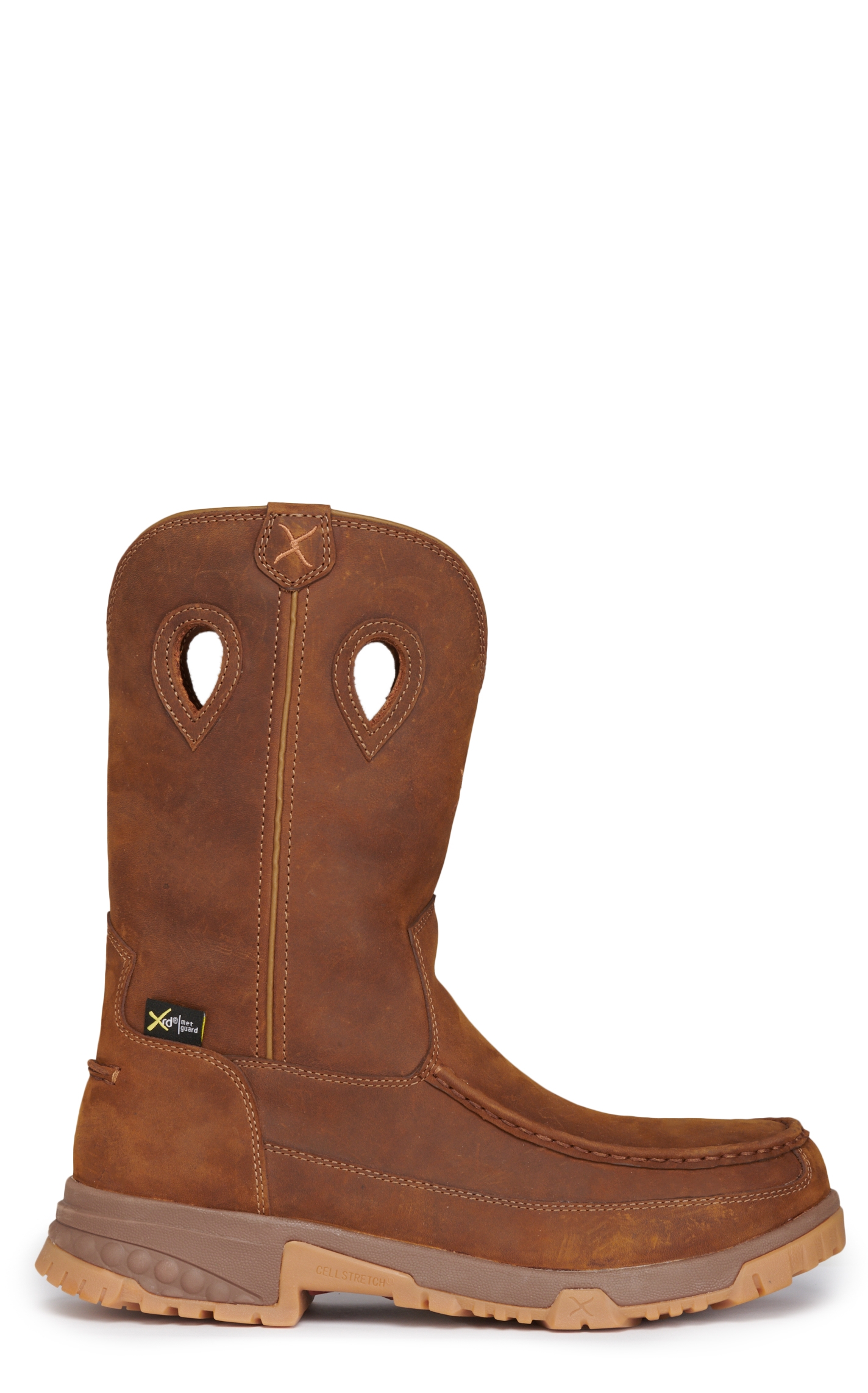 Twisted X Men's Distressed Saddle Brown CellStretch MetGuard Round Nano Composite Toe Work Boot - Image 1