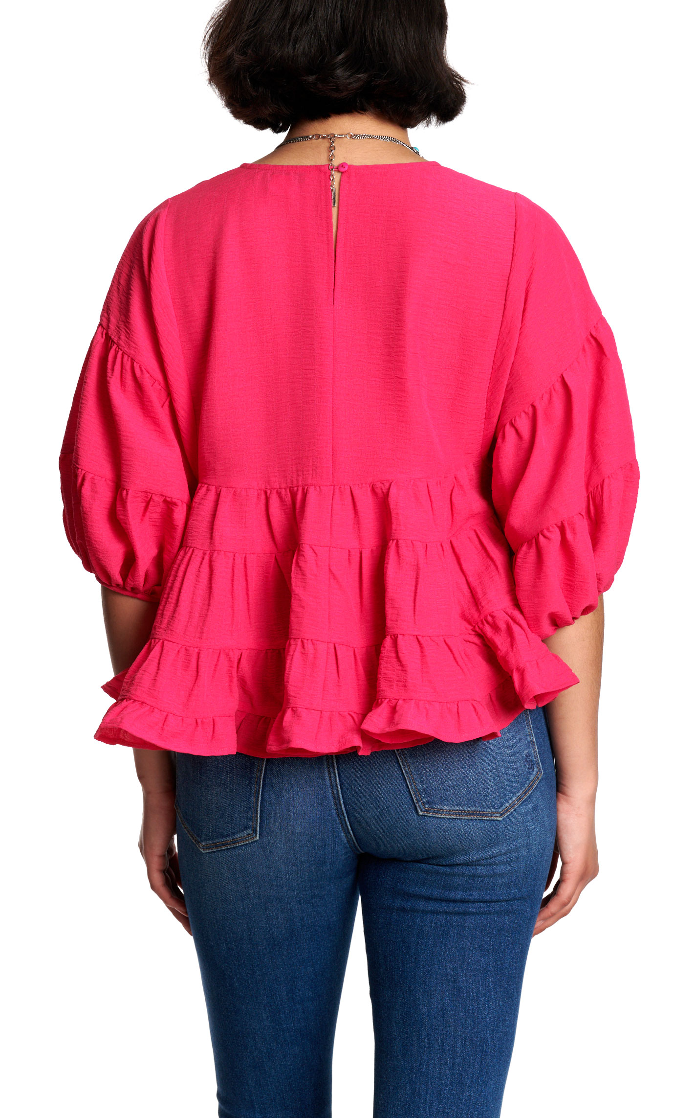 Rockin C Women’s Hot Pink Tiered Ruffle Top - Image 1