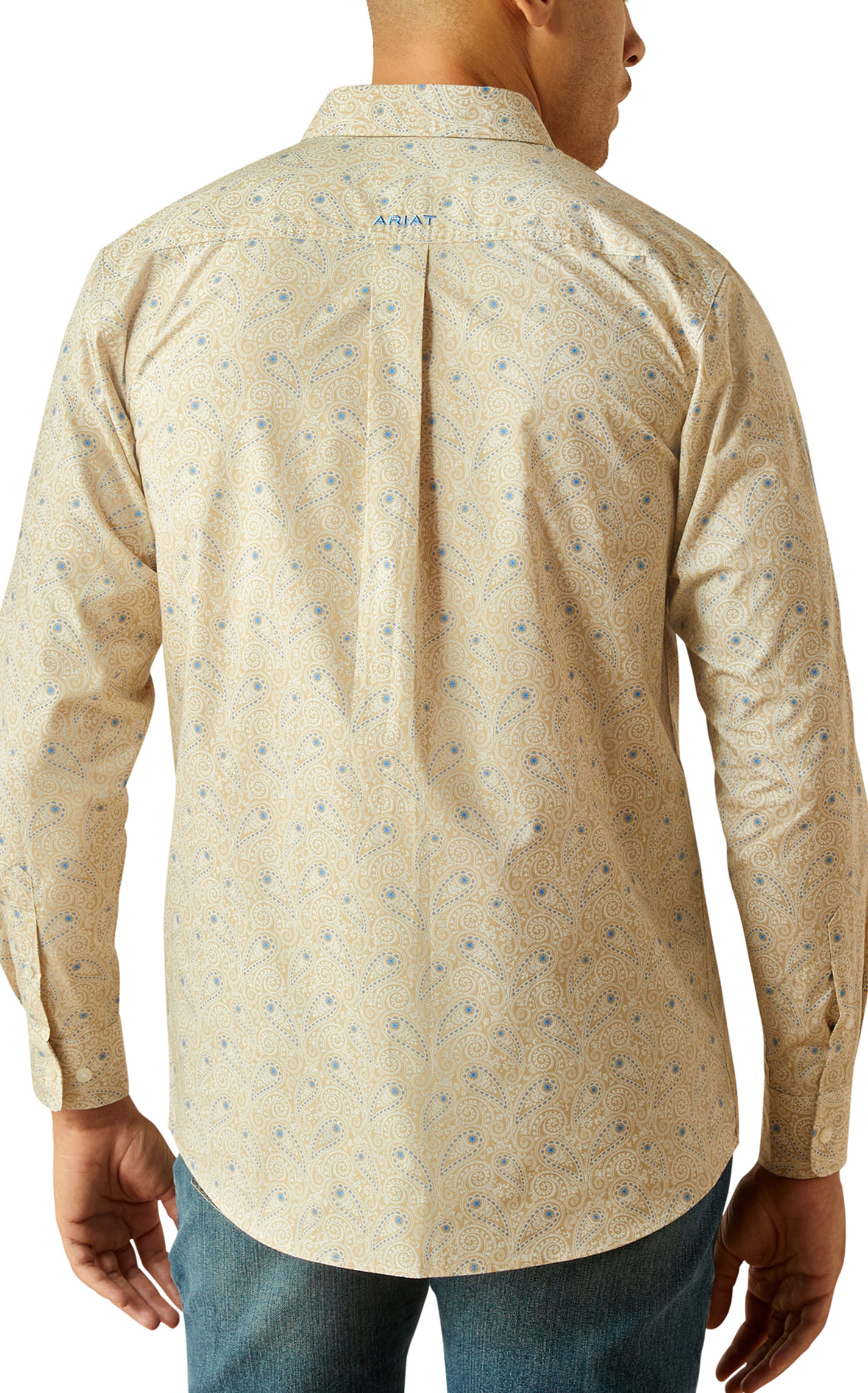 Ariat Men's Alder Team Khaki Paisley Embroidered Logo Western Shirt - Image 1