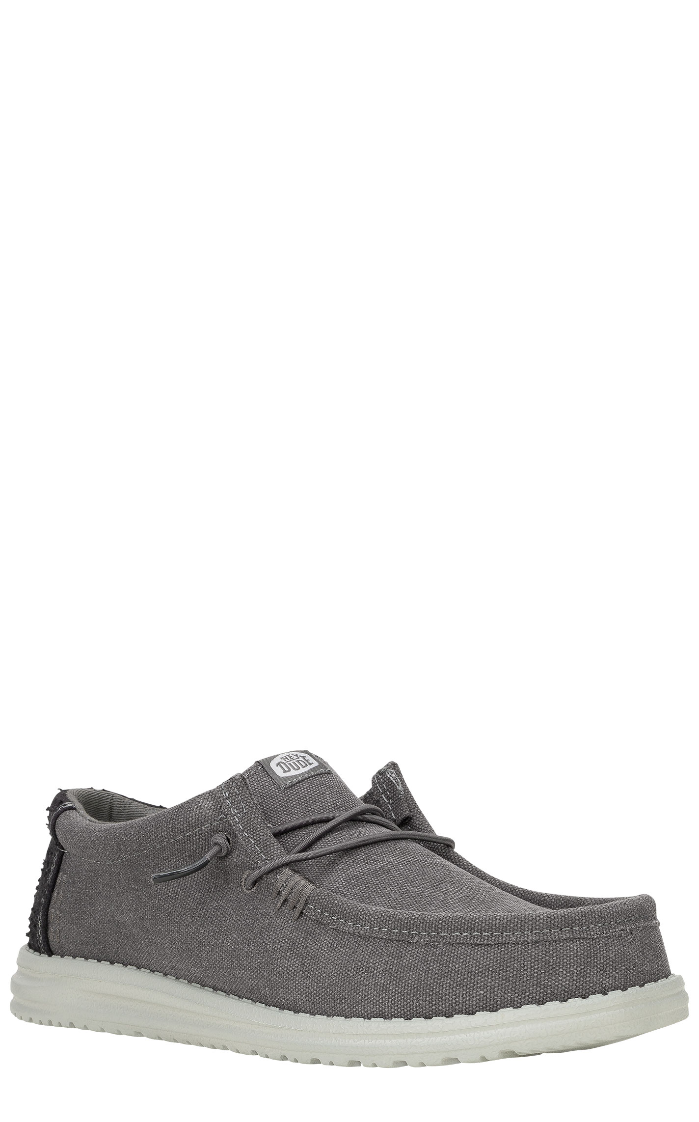Hey Dude Men's Wally Granite Gray & Black Lace Up Moc Toe Casual Shoe - Image 1