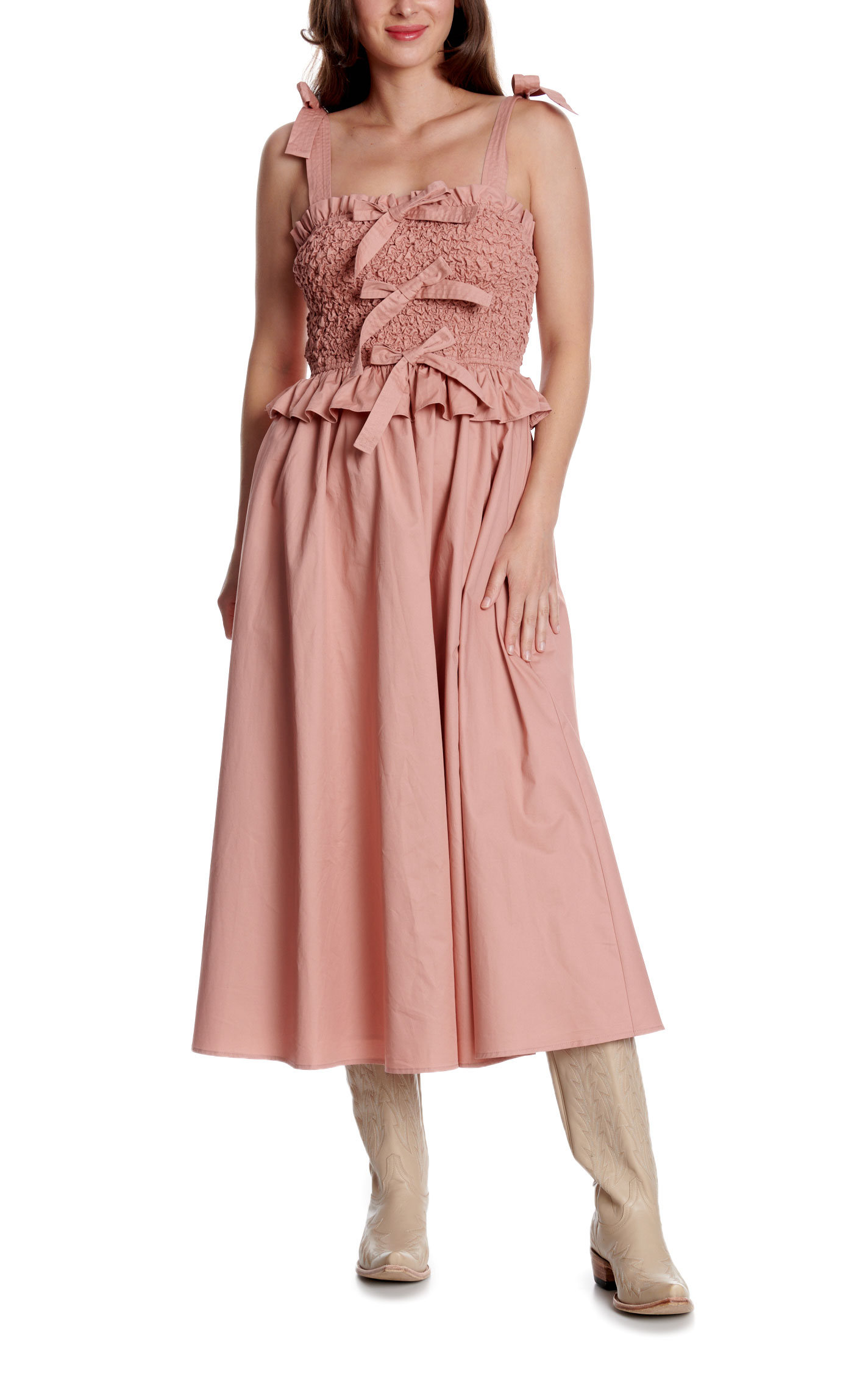 Endless Blu Women's Rose Tie Ruched Maxi Dress - Image 1
