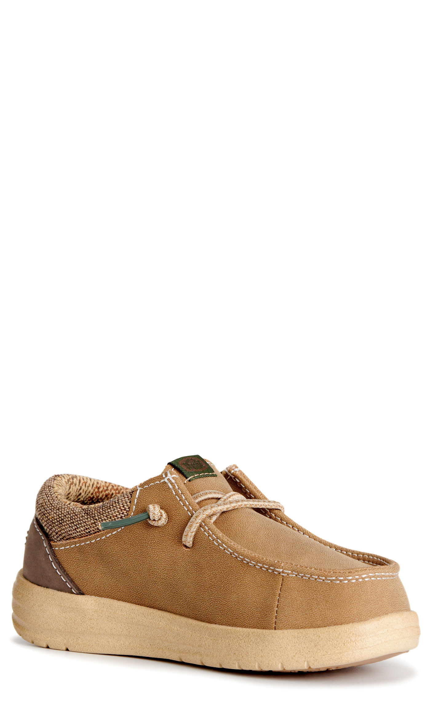 Hey Dude Toddler Boy's Paul Chestnut Leather Lace Moc Toe Shoes - Image 1