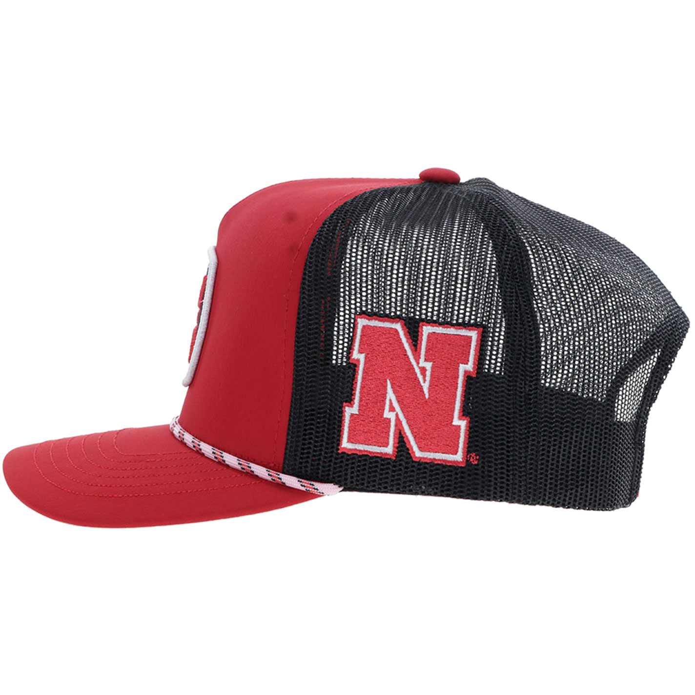 Hooey Red & Black Nebraska Hands Up Patch Curved Bill Cap - Image 1