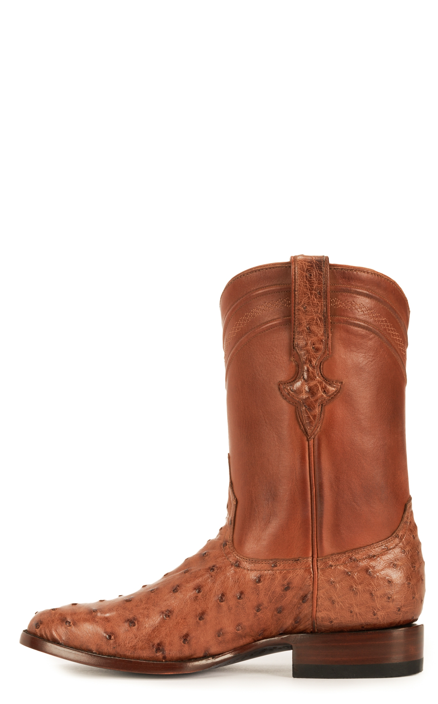 JRC & Sons Men's Miguel Full Quill Ostrich Round Toe Exotic Roper Boot in Peanut Brittle - Image 1