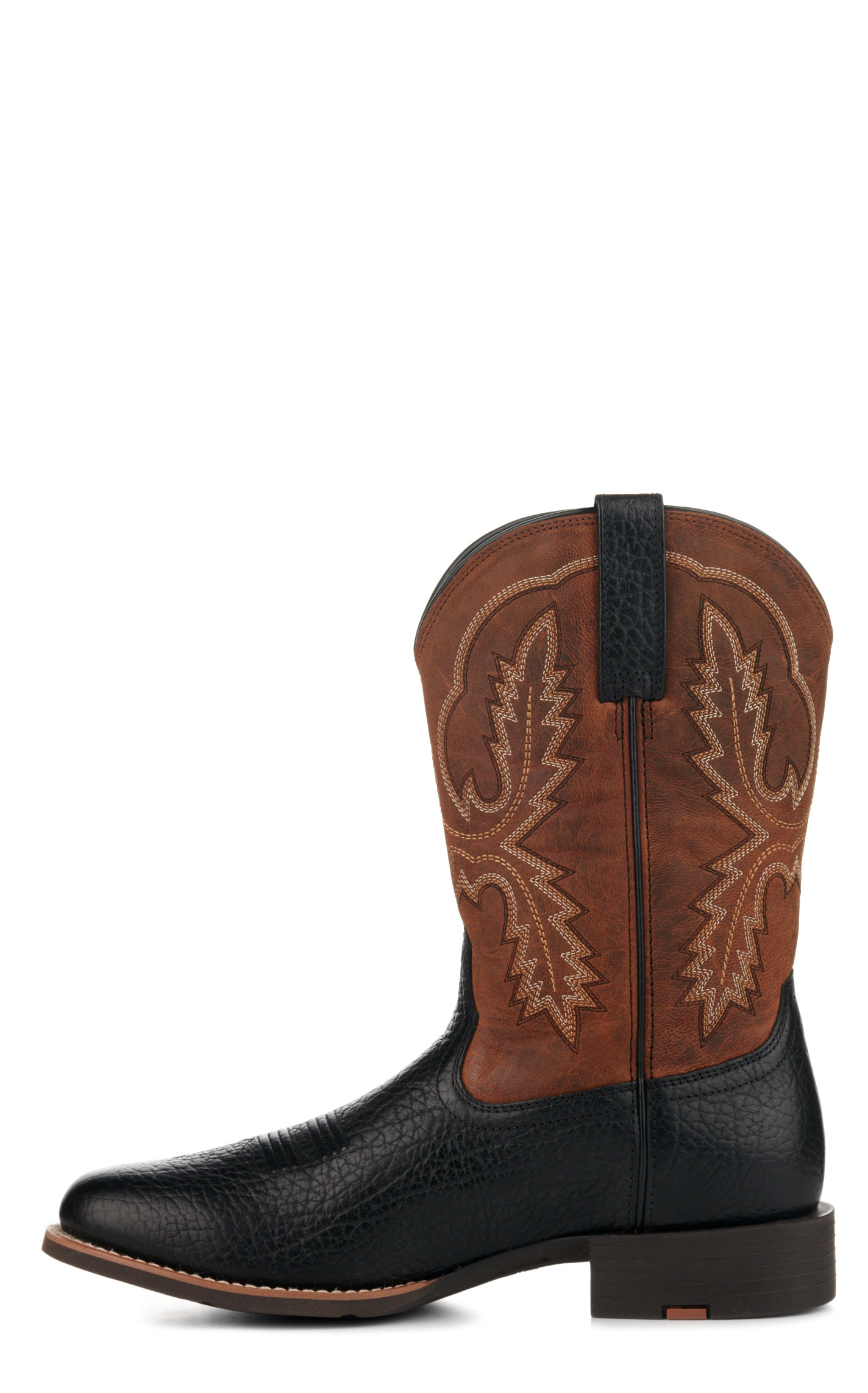 Ariat Men's Sport Stratten Black and Weathered Chestnut Round Toe Cowboy Boots - Image 1