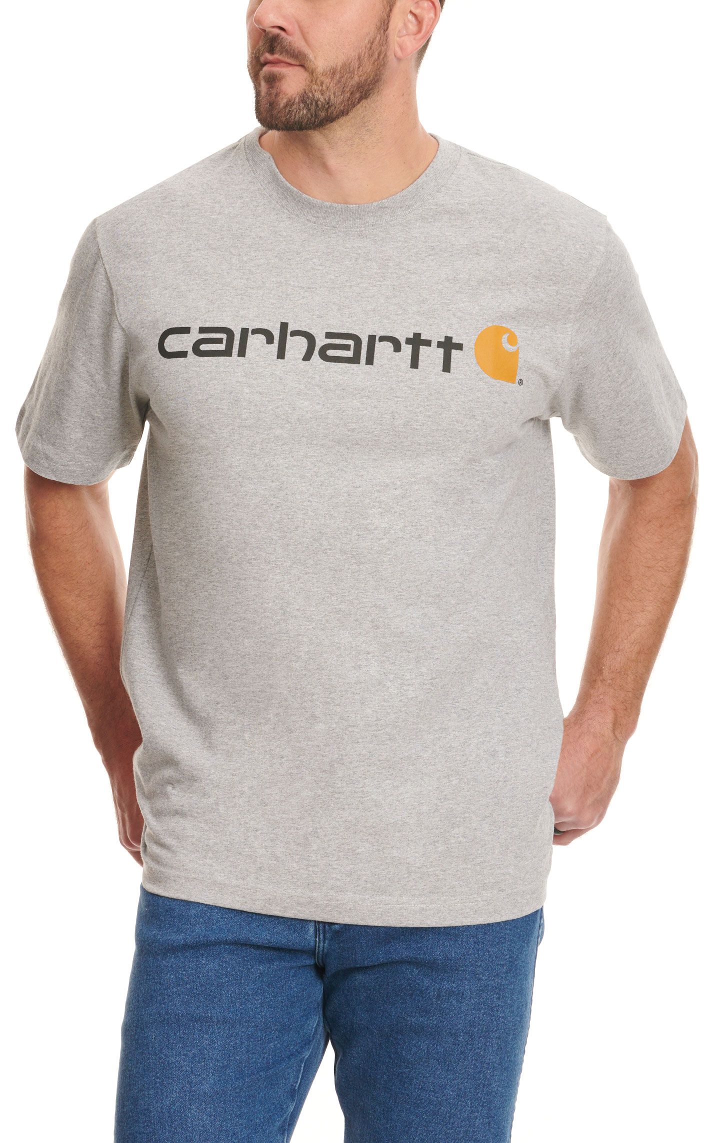 Carhartt Men's Gray Heavyweight Loose Fit Logo Graphic Work T-Shirt - Image 2