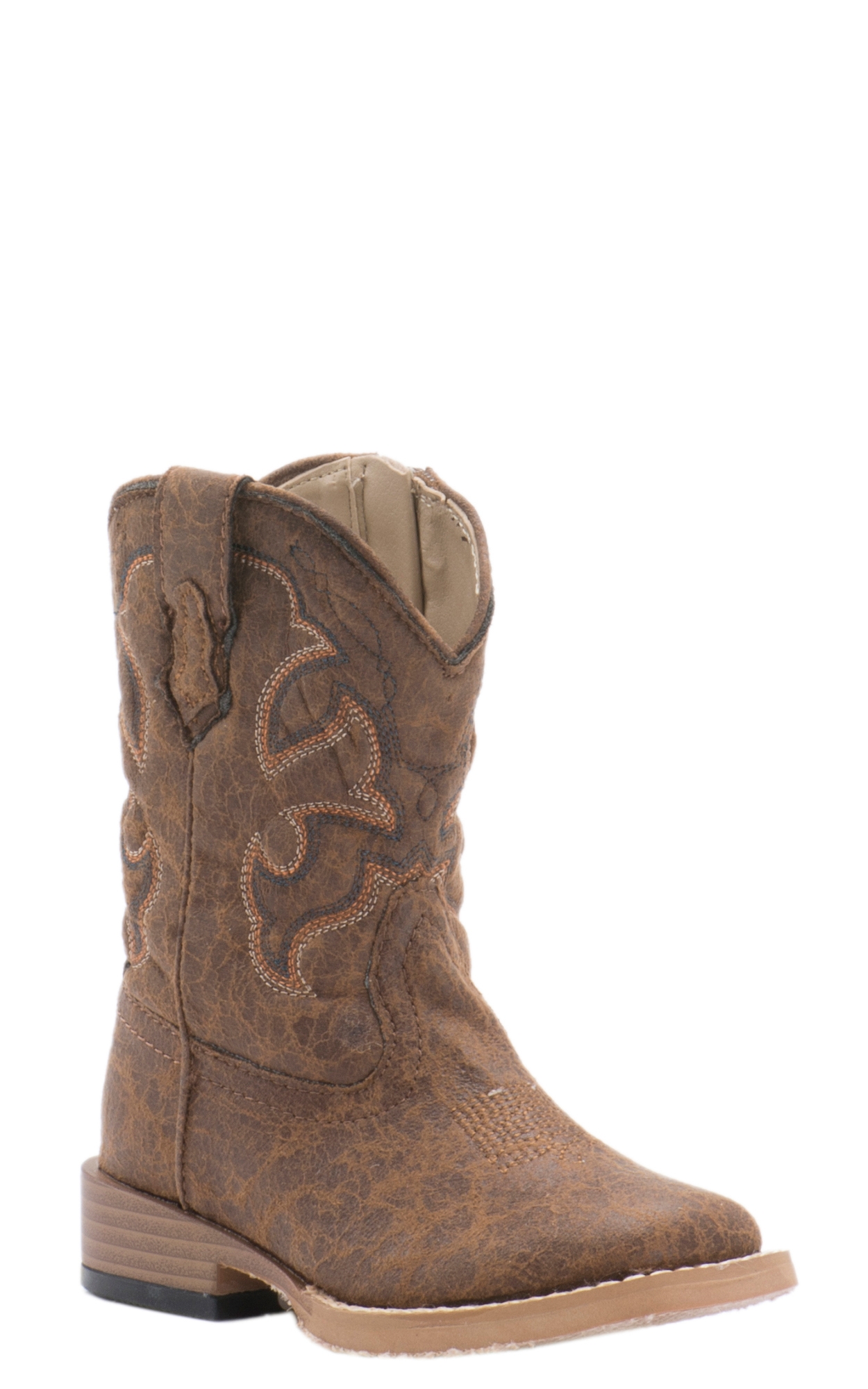 Roper Toddler Distressed Brown Square Toe Cowboy Boots - Image 1