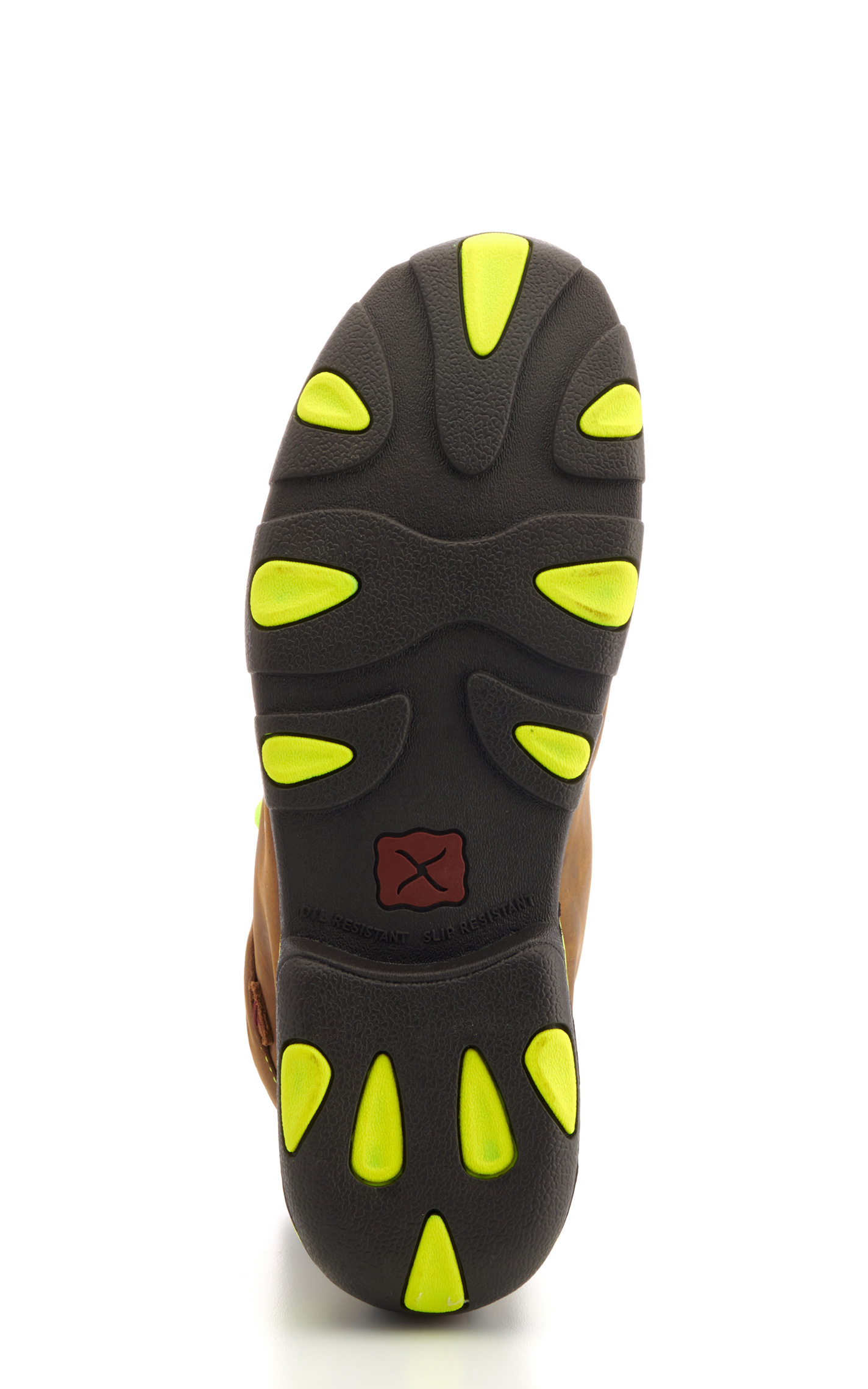 Twisted X Men's Distressed Brown with Neon Yellow Laces Chukka Driving Moc Steel Toe Work Shoe - Image 1