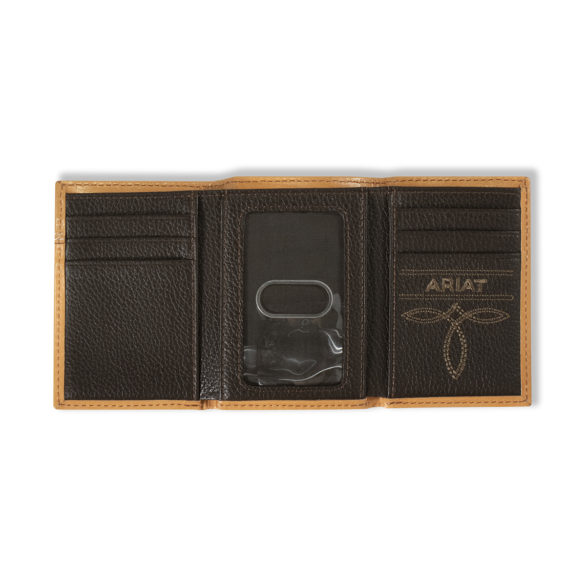 Ariat Calf Hair & Basket Weave TriFold Wallet - Image 1