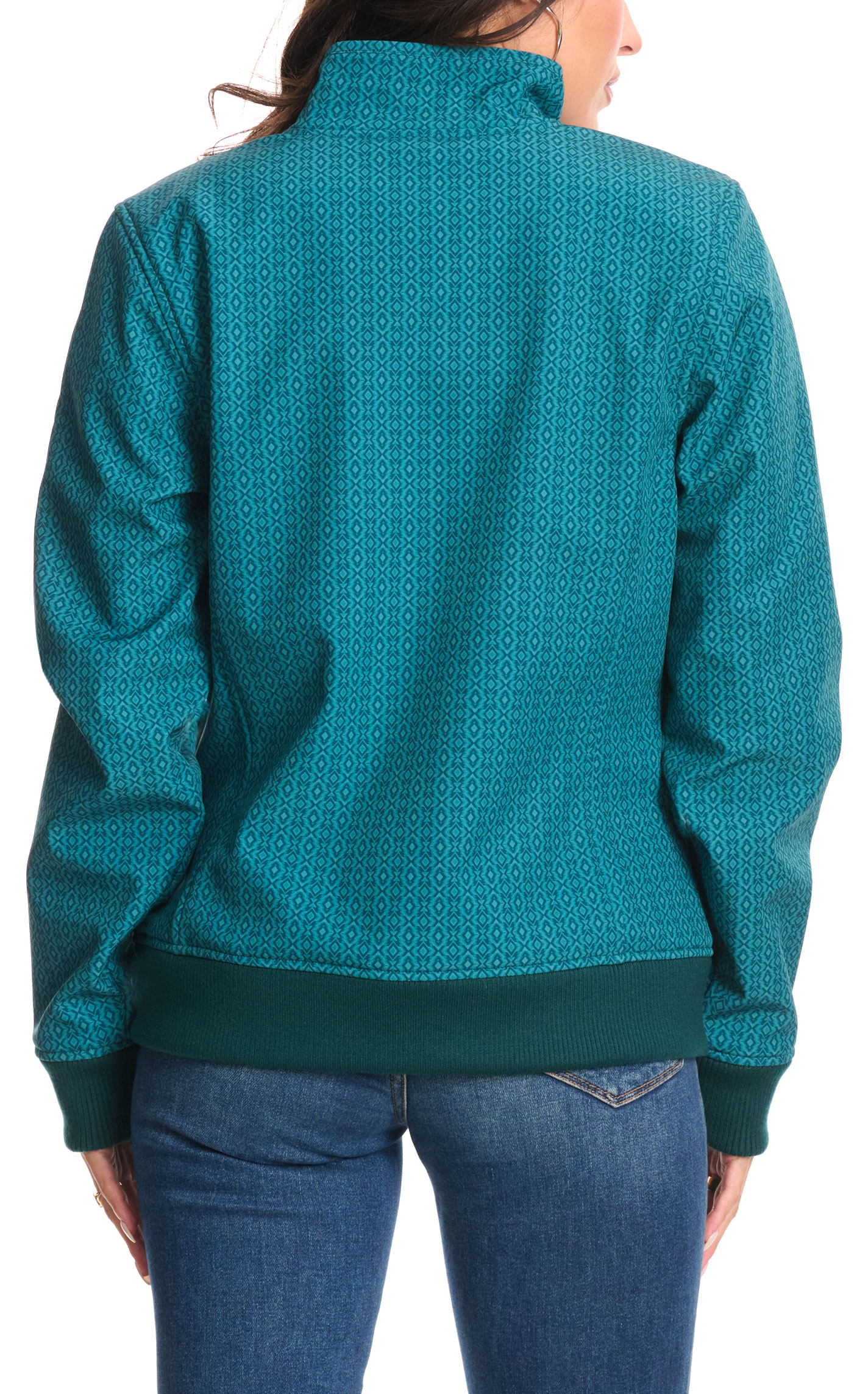 Cinch Women's Teal Geo Print Concealed Carry Logo Sleeve Bonded Jacket - Image 1