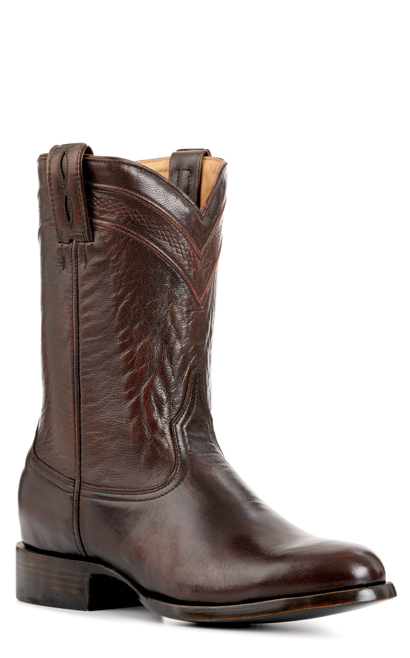JRC & Sons Men's Kingston Brush Off Goat Leather Round Toe Roper Boot in Chocolate - Image 1