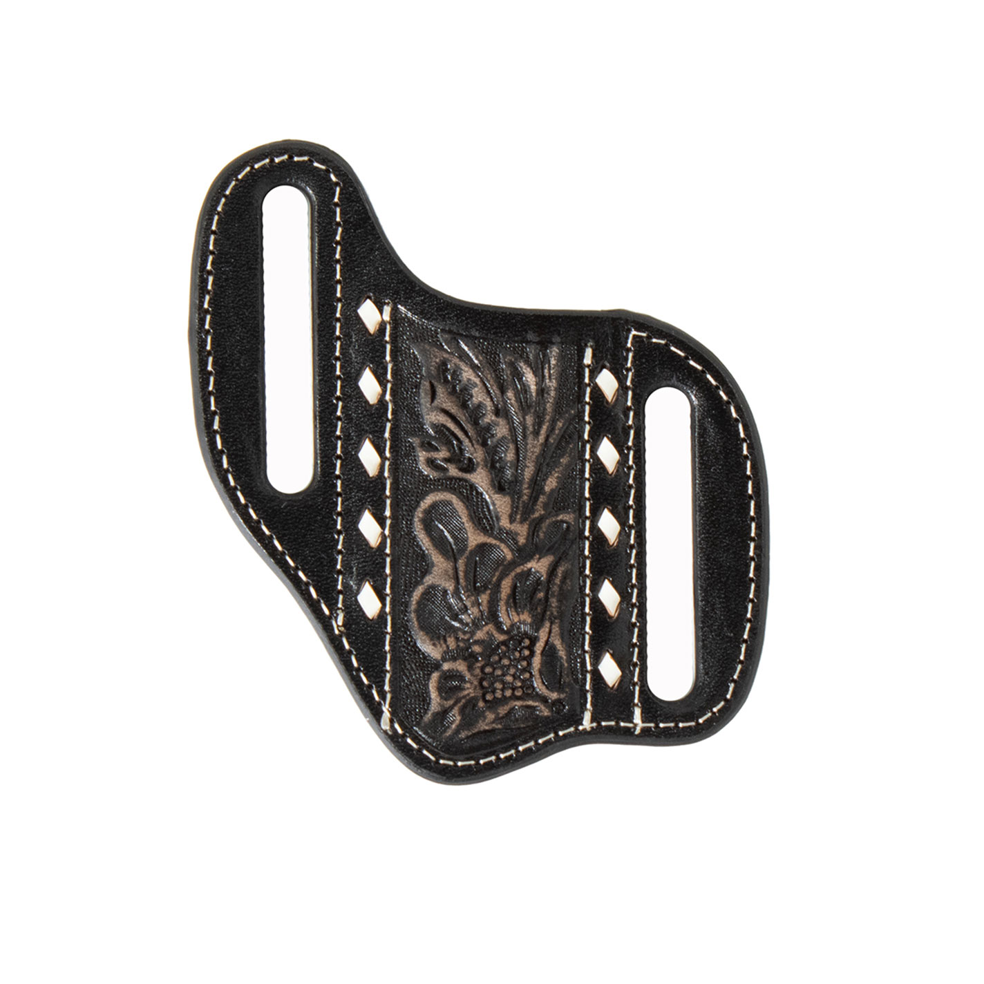 Nocona Black Floral Embossed Leather Pancake Knife Sheath - Image 1