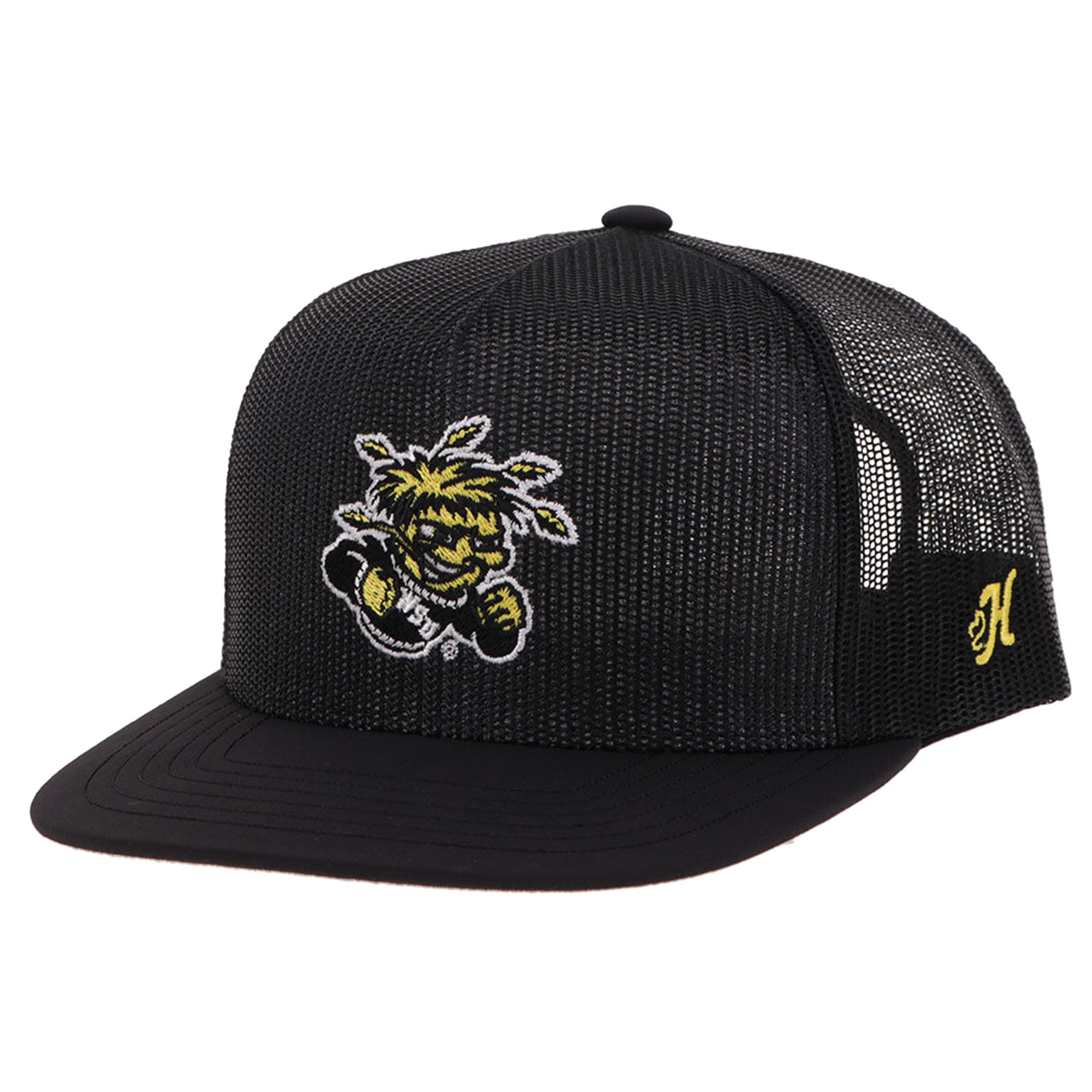 Hooey Collegiate Collection Black WSU Shockers Mascot Patch Flat Bill Cap - Image 1