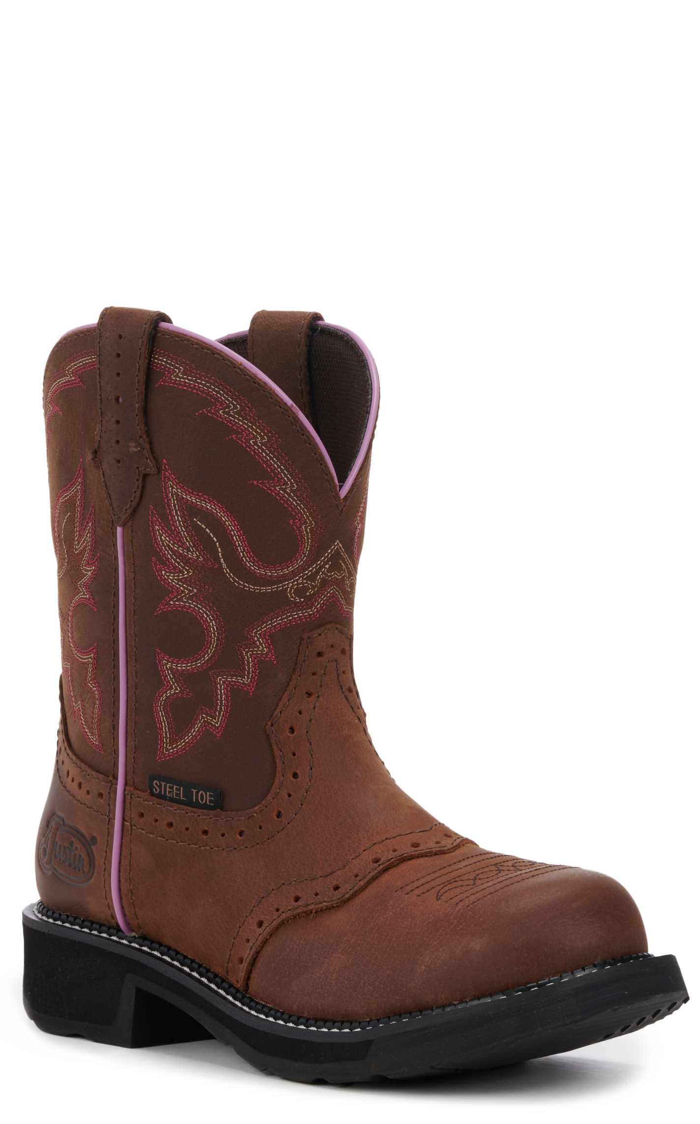 Justin Women's Gypsy Collection Wanette Aged Bark Brown Round Steel Toe Work Boot - Image 1