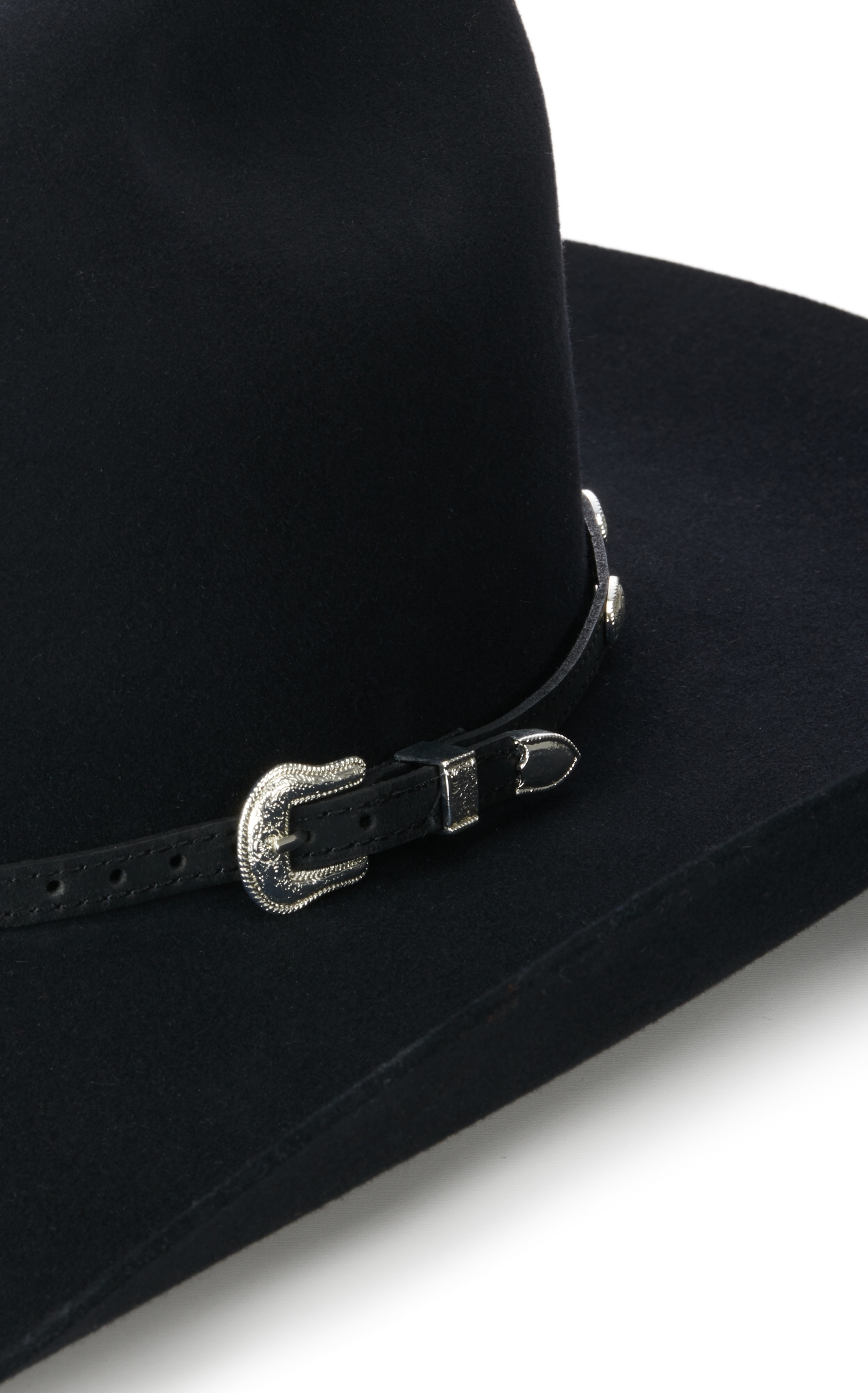 M&F Western Black With Silver Oval Conchos Leather Hatband - Image 1
