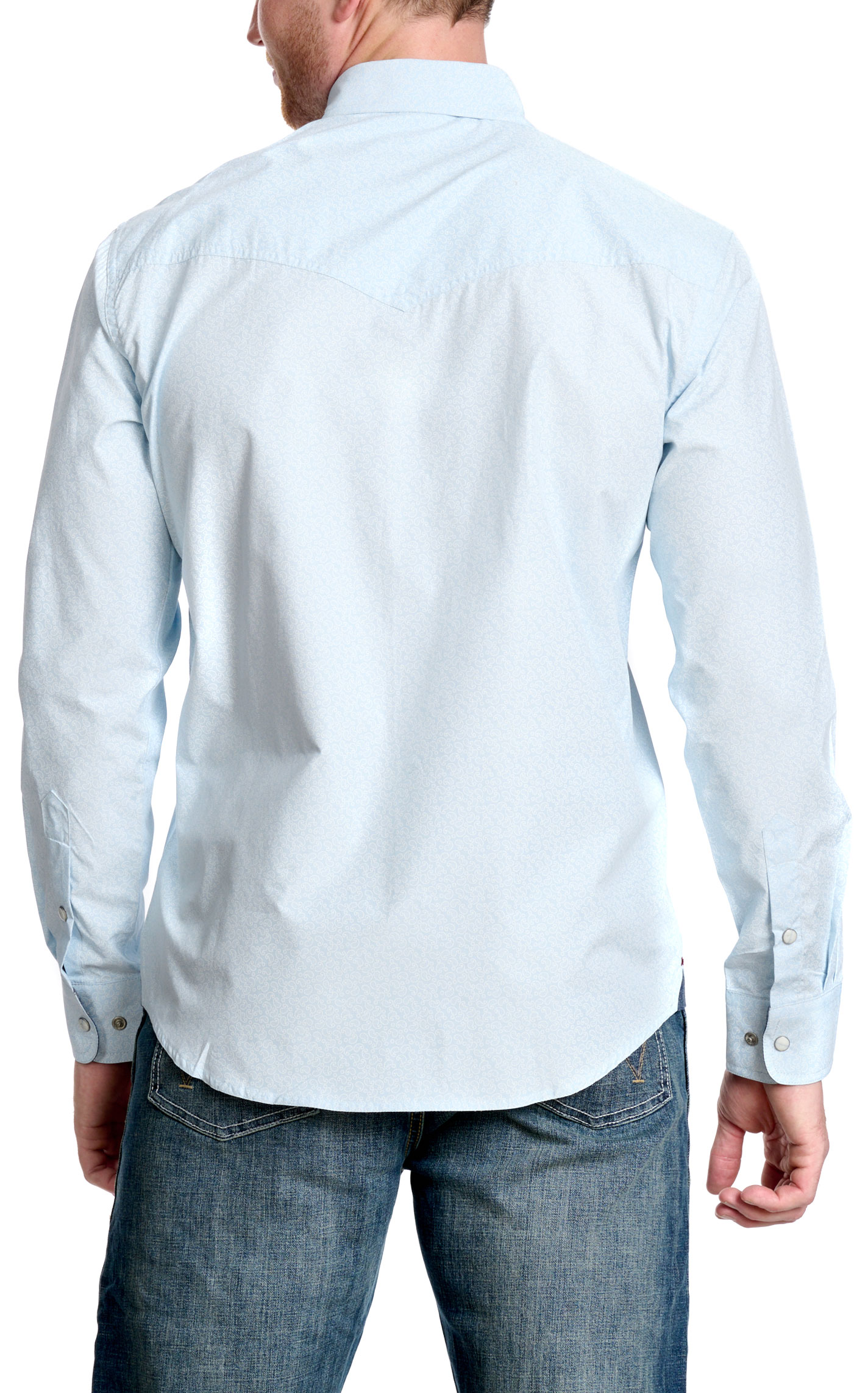 Rafter C Men's Red Dirt Collection Pale Blue Paisley Western Shirt - Image 1