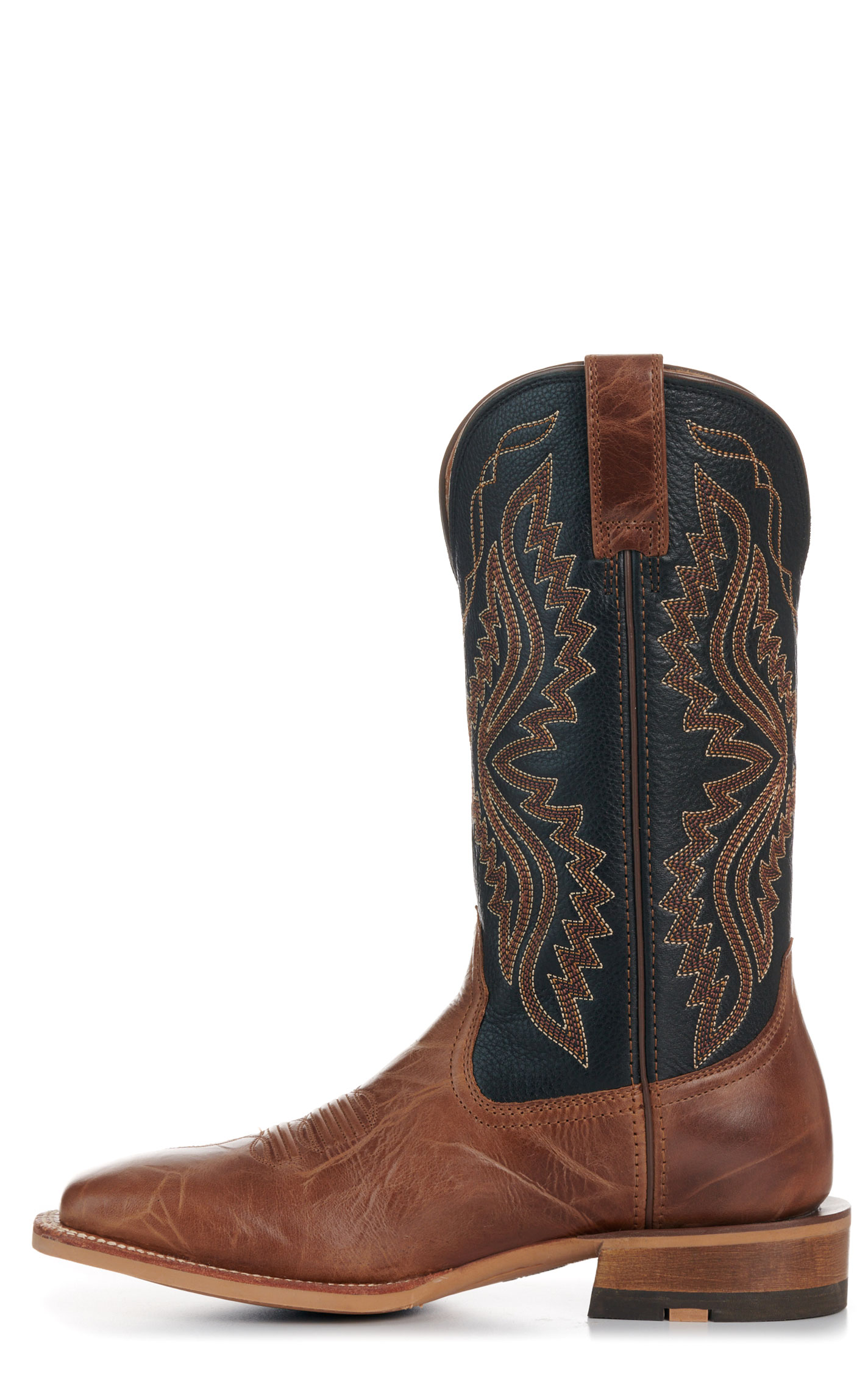 Ariat Men's Baxter Dark Tan and Black Wide Square Toe Cowboy Boots - Image 1