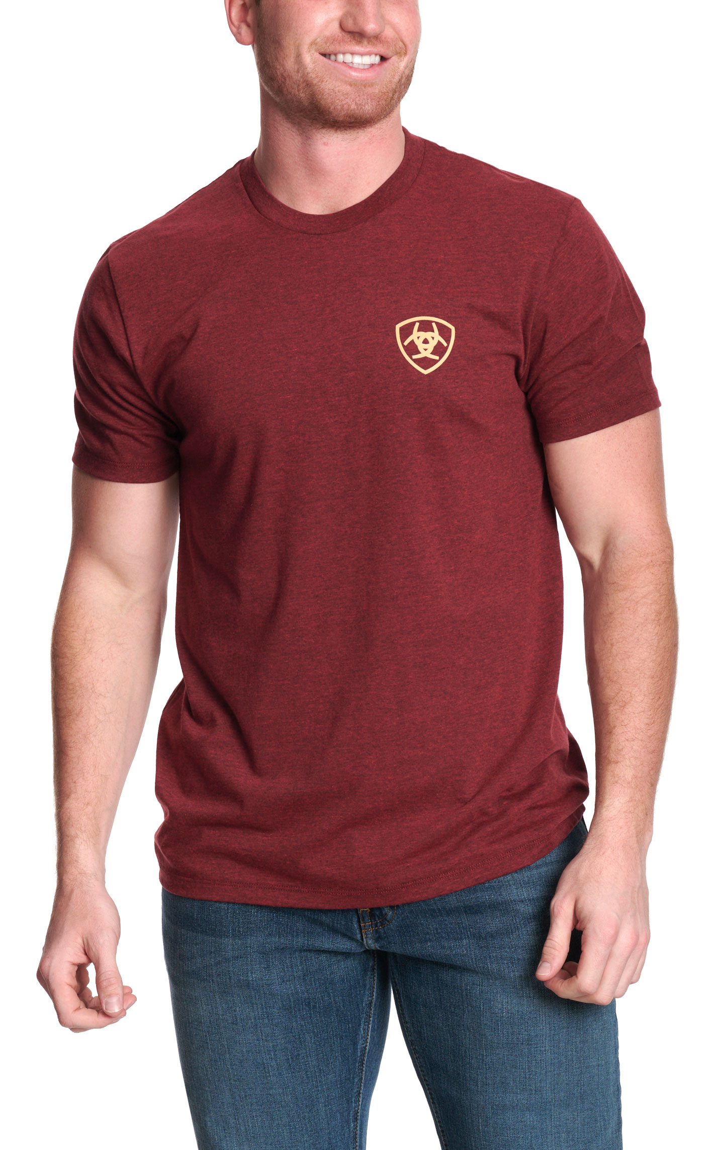 Ariat Men's Crimson Red Barb Shield SMU T-Shirt - Image 1