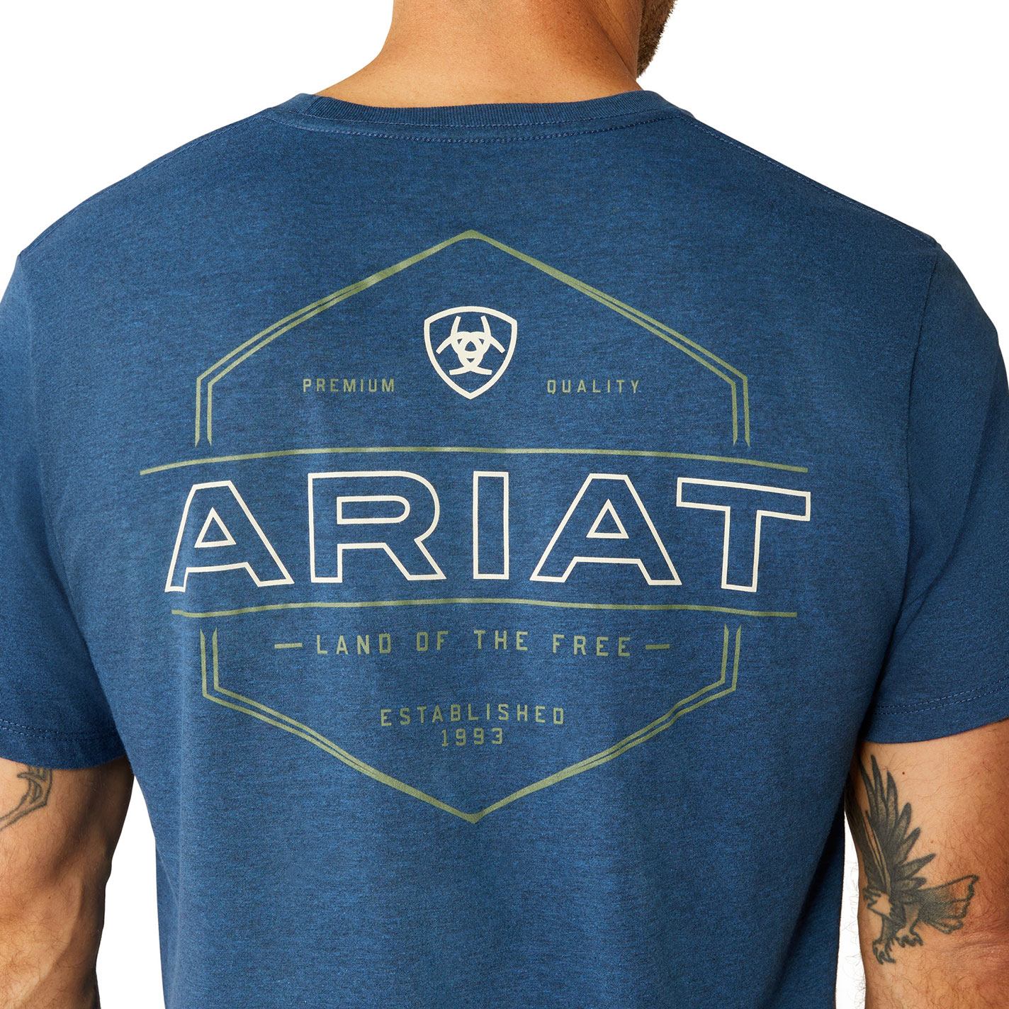 Ariat Men's Denim Blue Hex Logo Graphic T-Shirt - Image 1