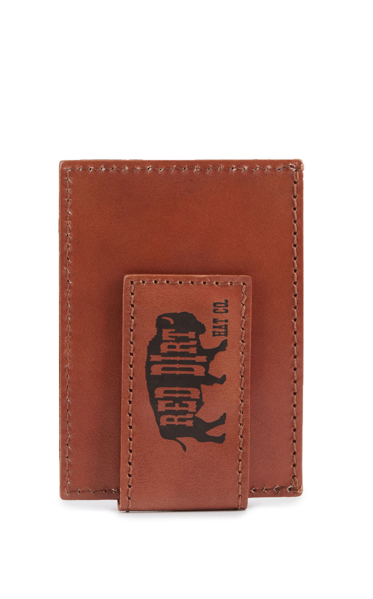 Red Dirt Hat Co. Brown Leather with Colorful Aztec Money Clip Card Case - Image 1