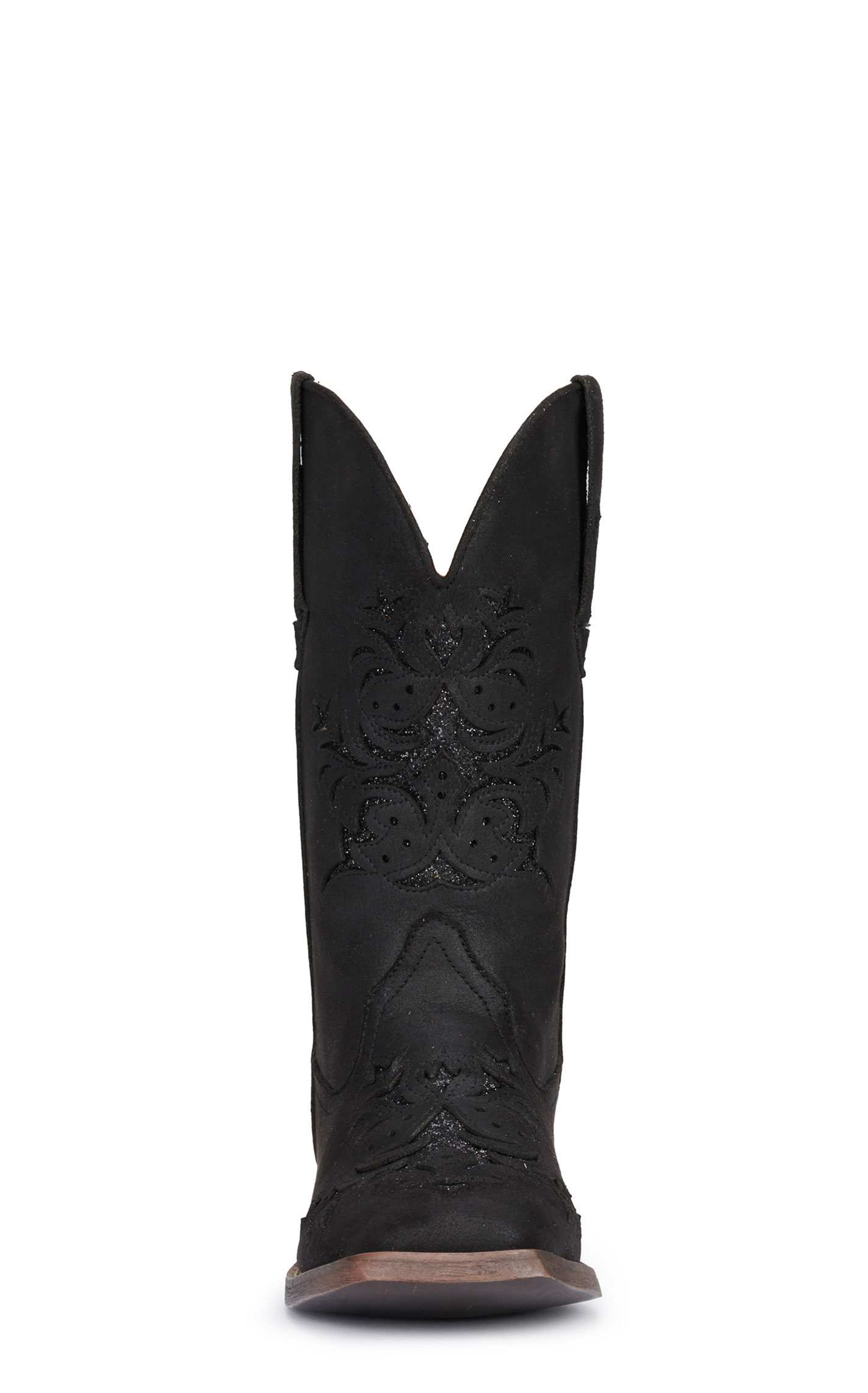 Roper Women's Kennedy Black with Glitter Inlay Wide Square Toe Cowboy Boots - Image 1