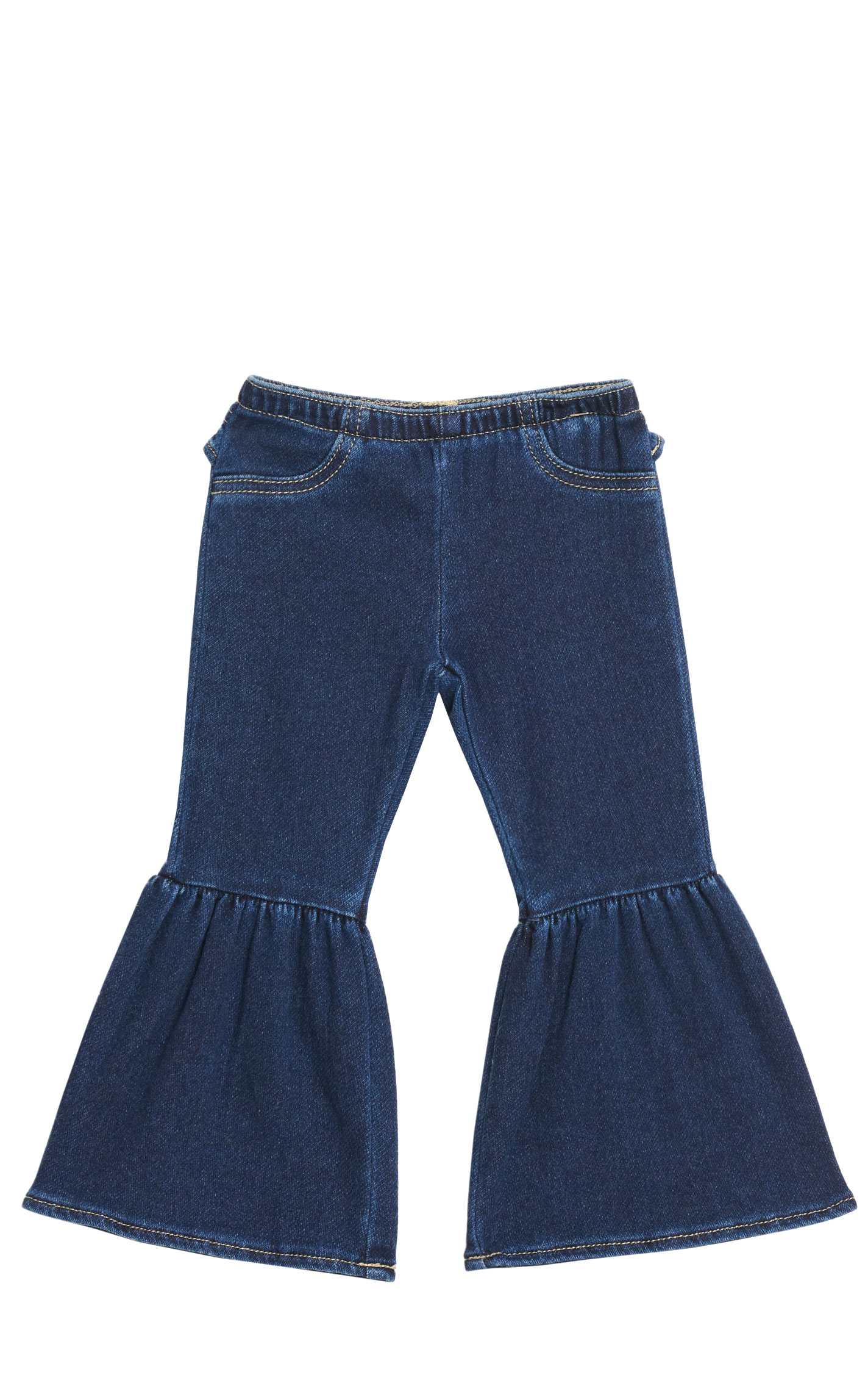 Wrangler Baby Girl's Dark Wash Ruffle and Trumpet Flare Leg Jeans - Image 1