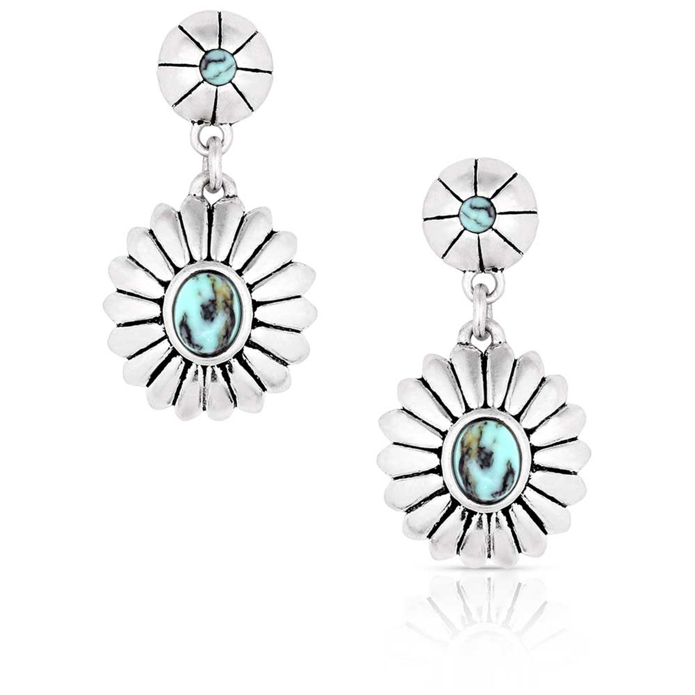 Montana Silversmiths Silver & Turquoise Heyday Blossom Earrings - Image 3