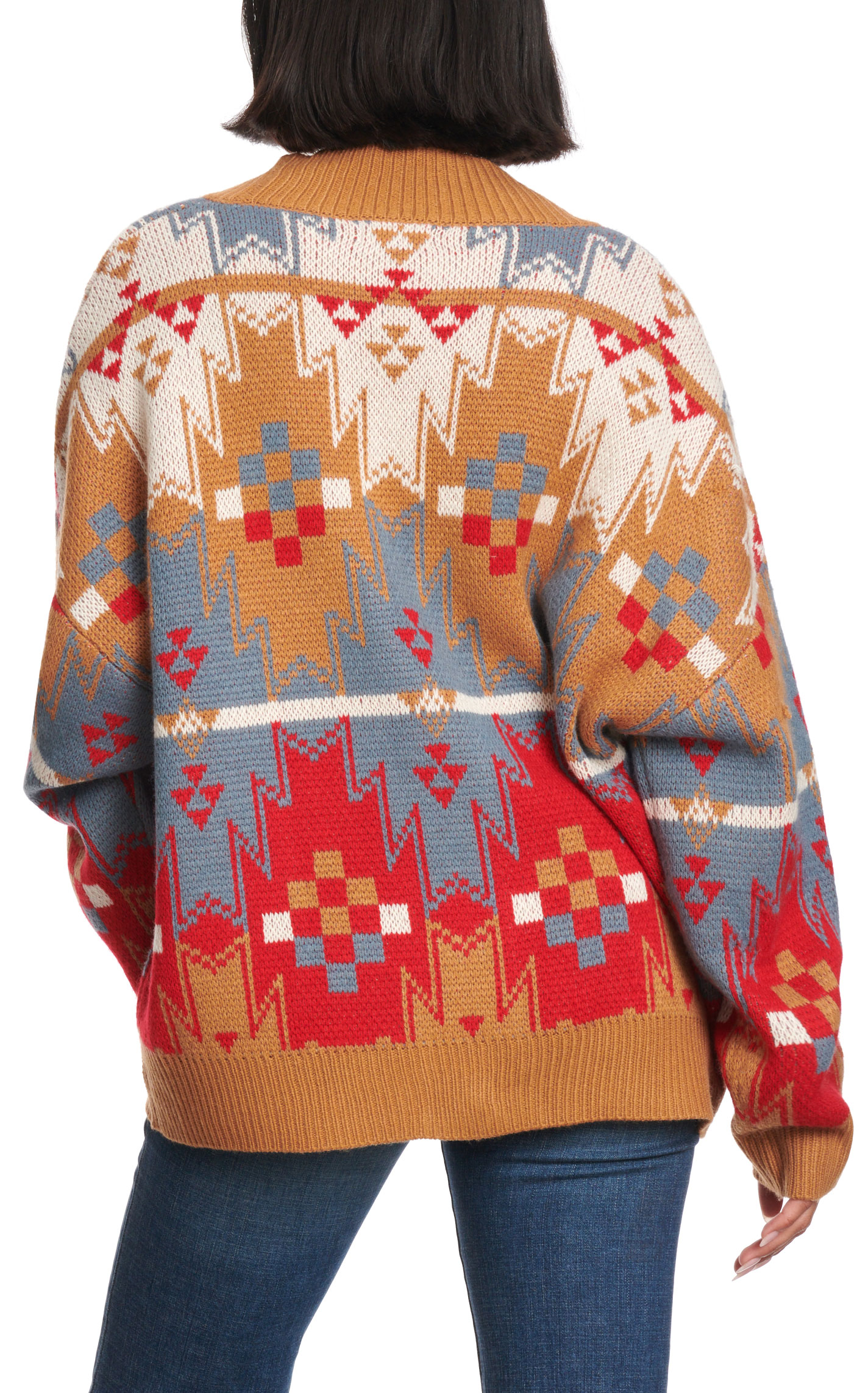 Wrangler Retro Women's Cinnamon, Blue & Red Aztec Cardigan - Image 1