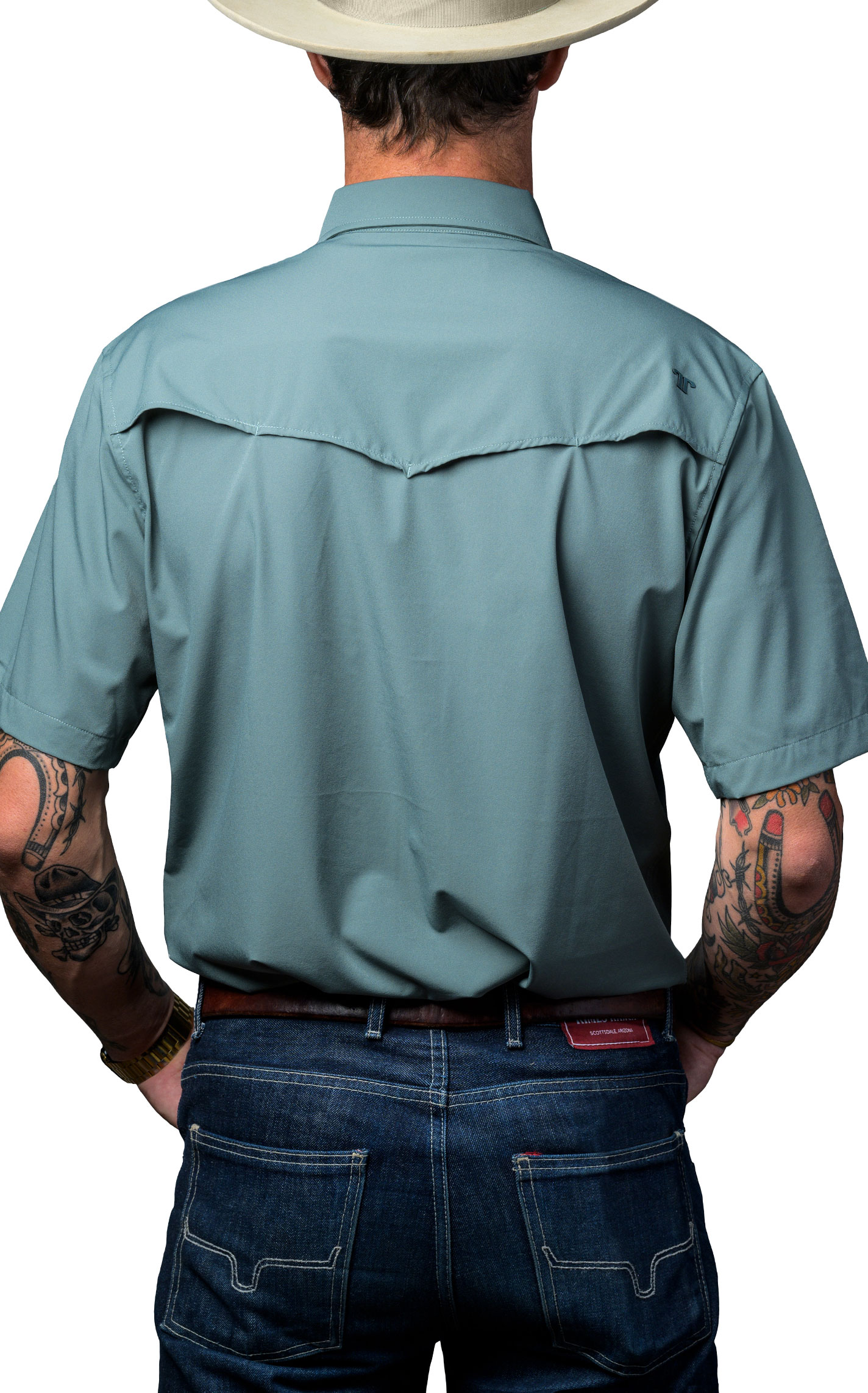Ferrell Men's Aqua Short Sleeve Western Shirt - Image 3