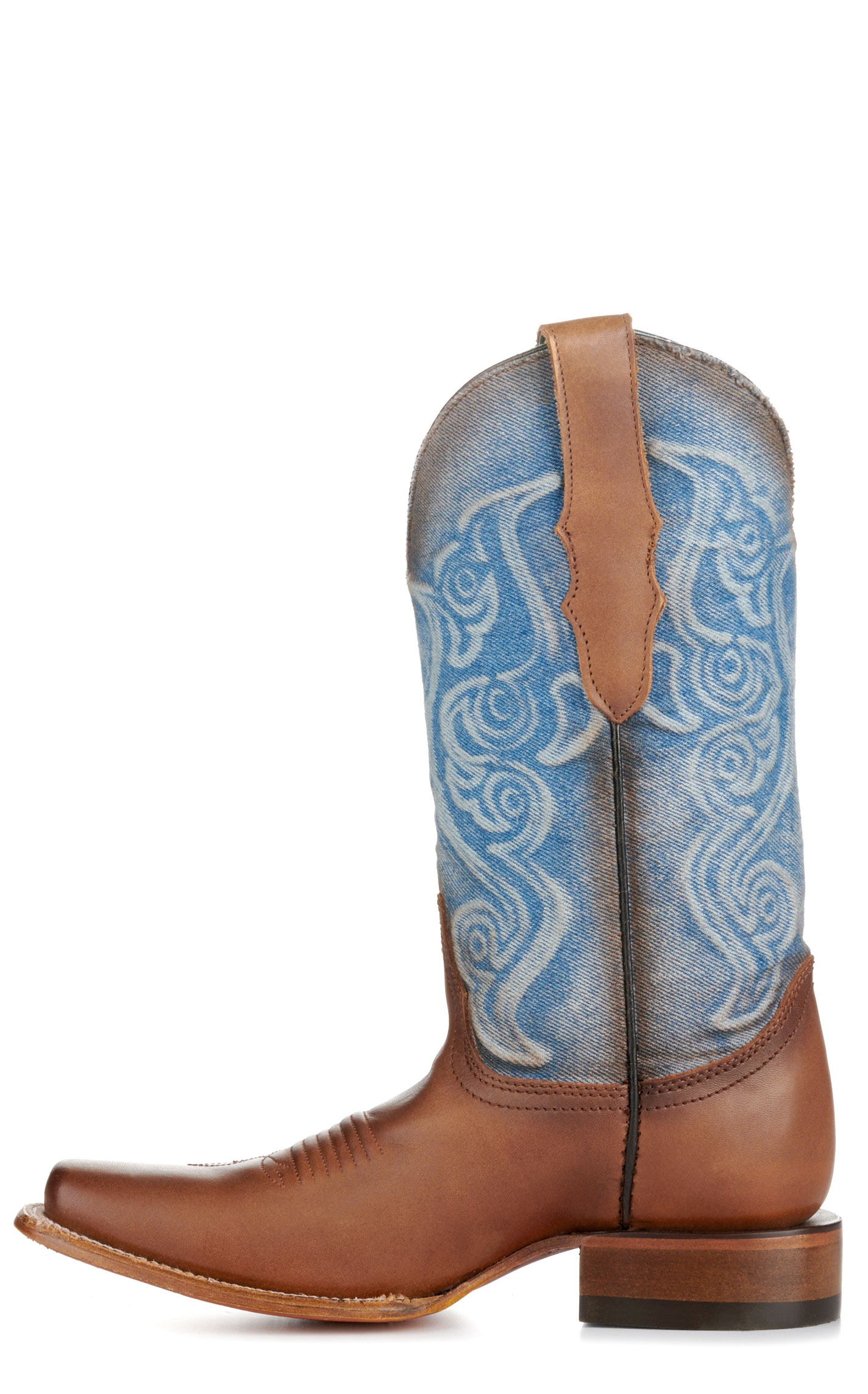 Corral Women's Light Denim and Saddle Brown Square Toe Cowboy Boots - Image 1
