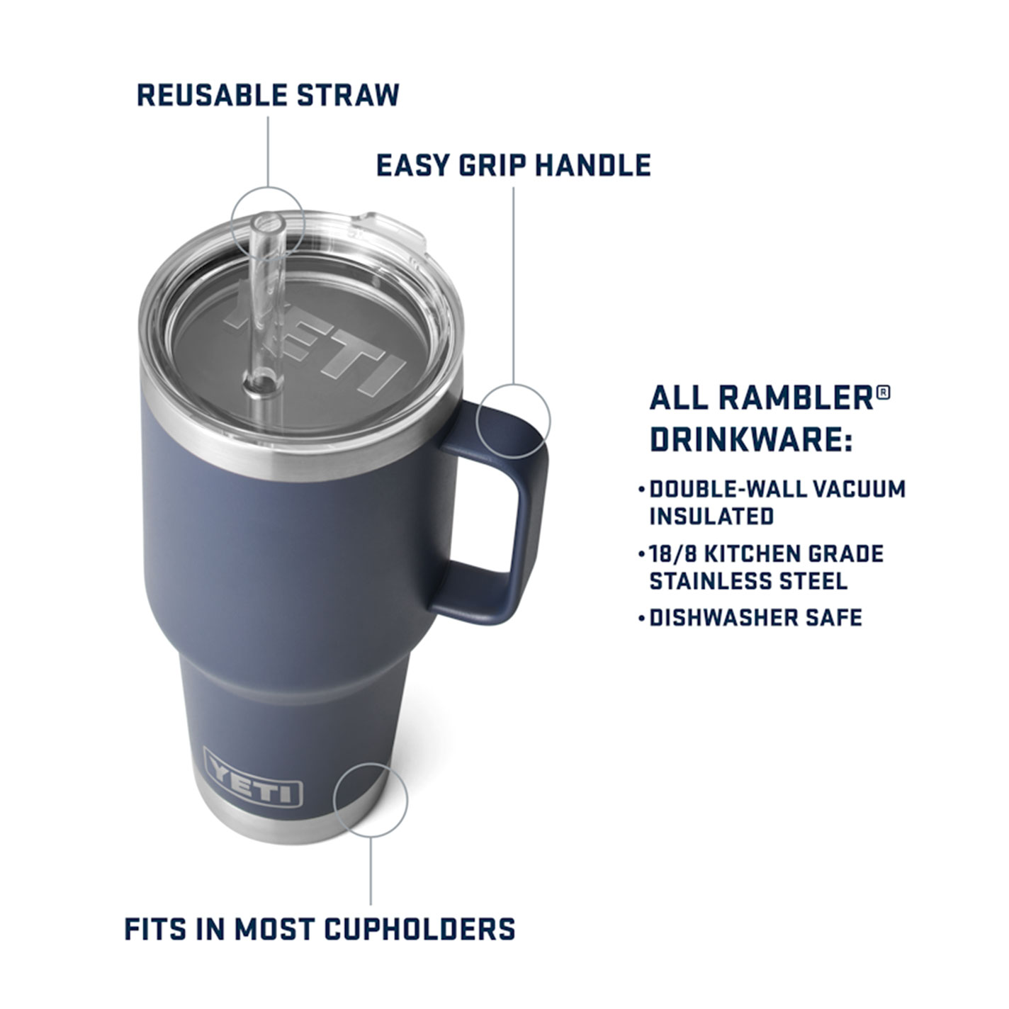 YETI Rambler Firefly Yellow 35 oz Straw Mug with Straw Lid - Image 1