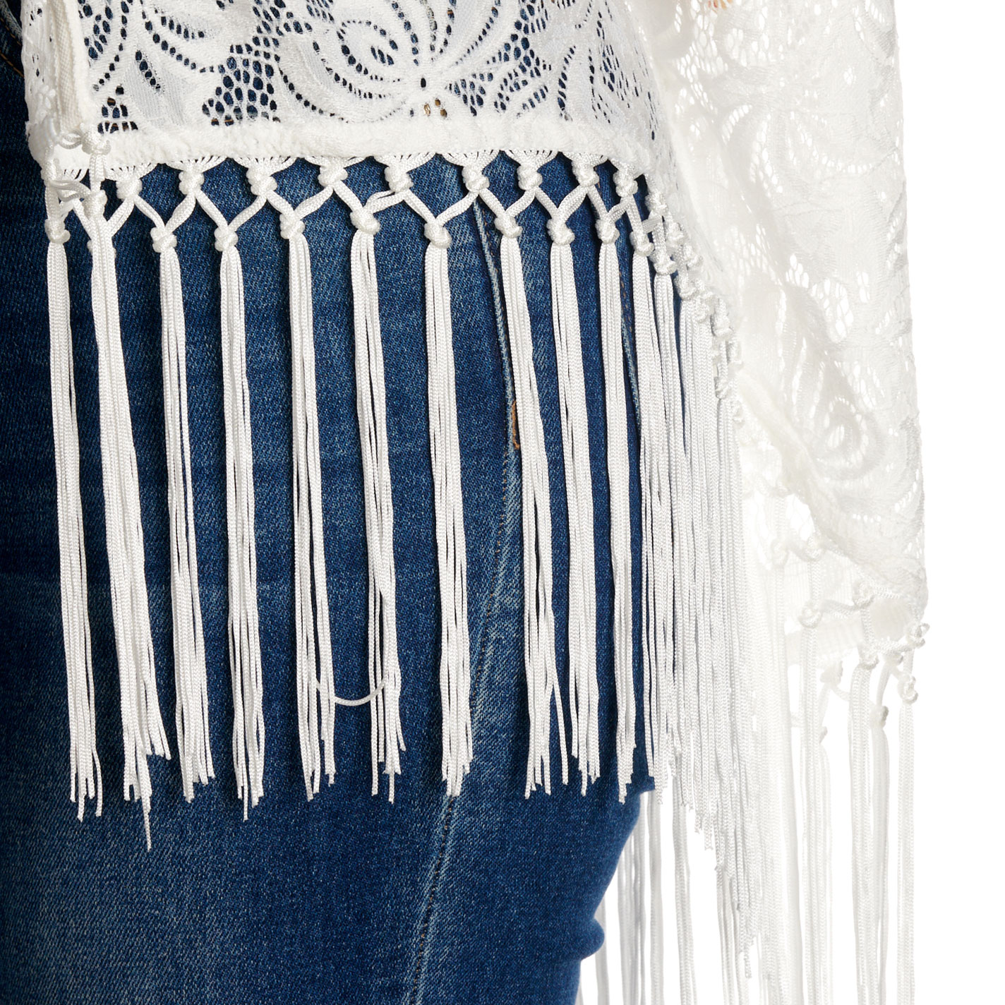 Magnolia Lane Women's Ivory Fringed Lace Cardigan - Image 1