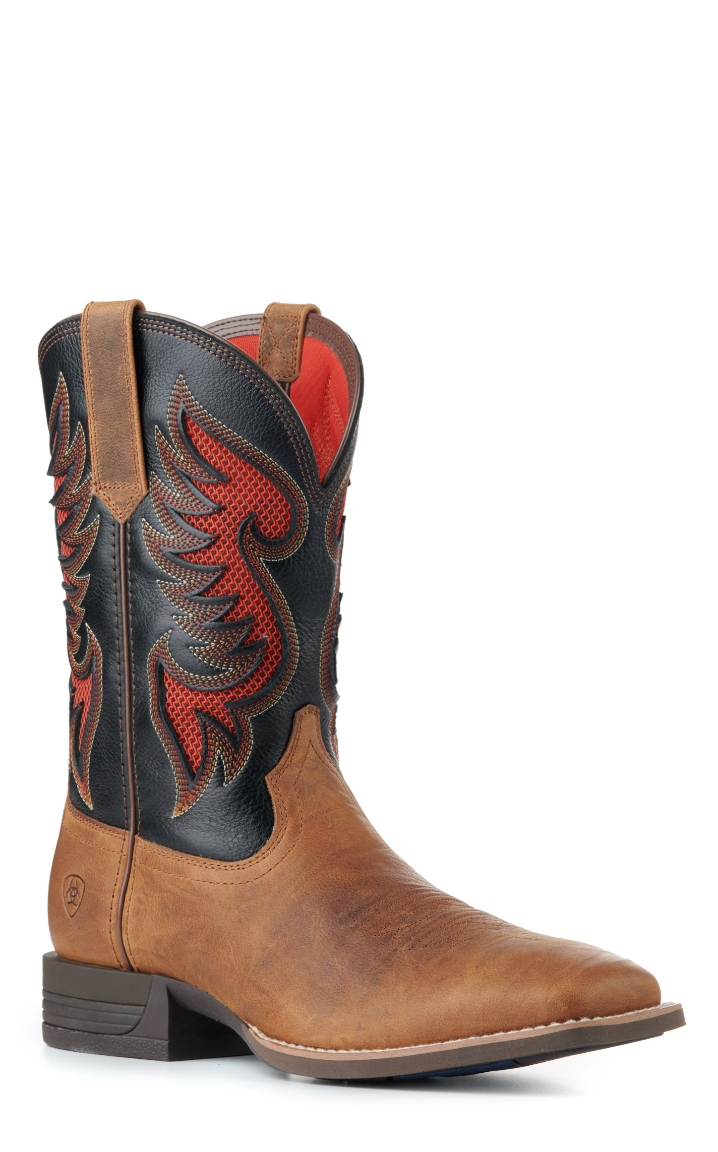 Ariat Men's Cowpuncher VentTEK Brown and Black Shock Shield Wide Square Toe Cowboy Boots - Image 1