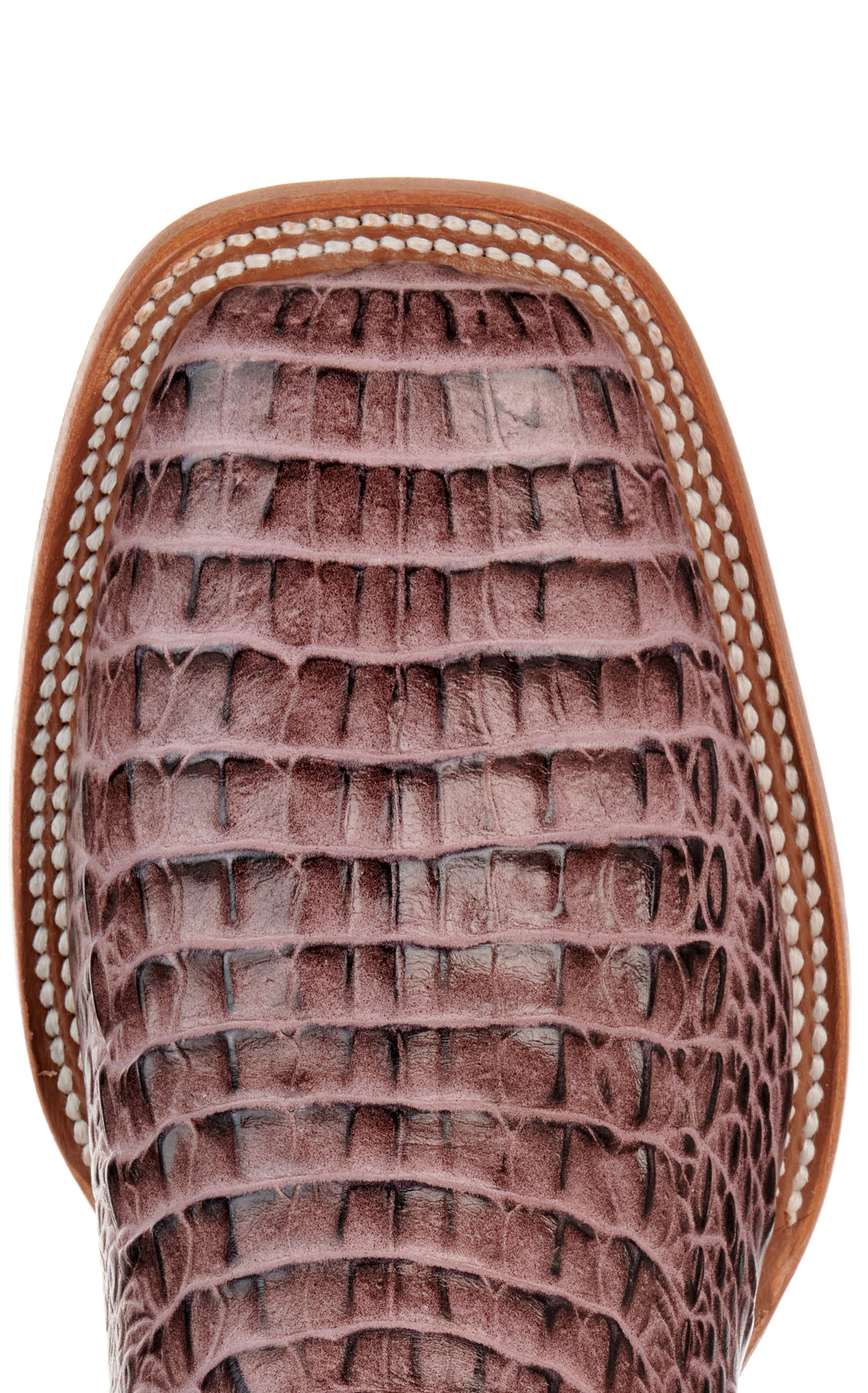 Cavender’s Women’s Endurance Chocolate and Pink Crocodile Print Wide Square Toe Cowboy Boots  - Image 1