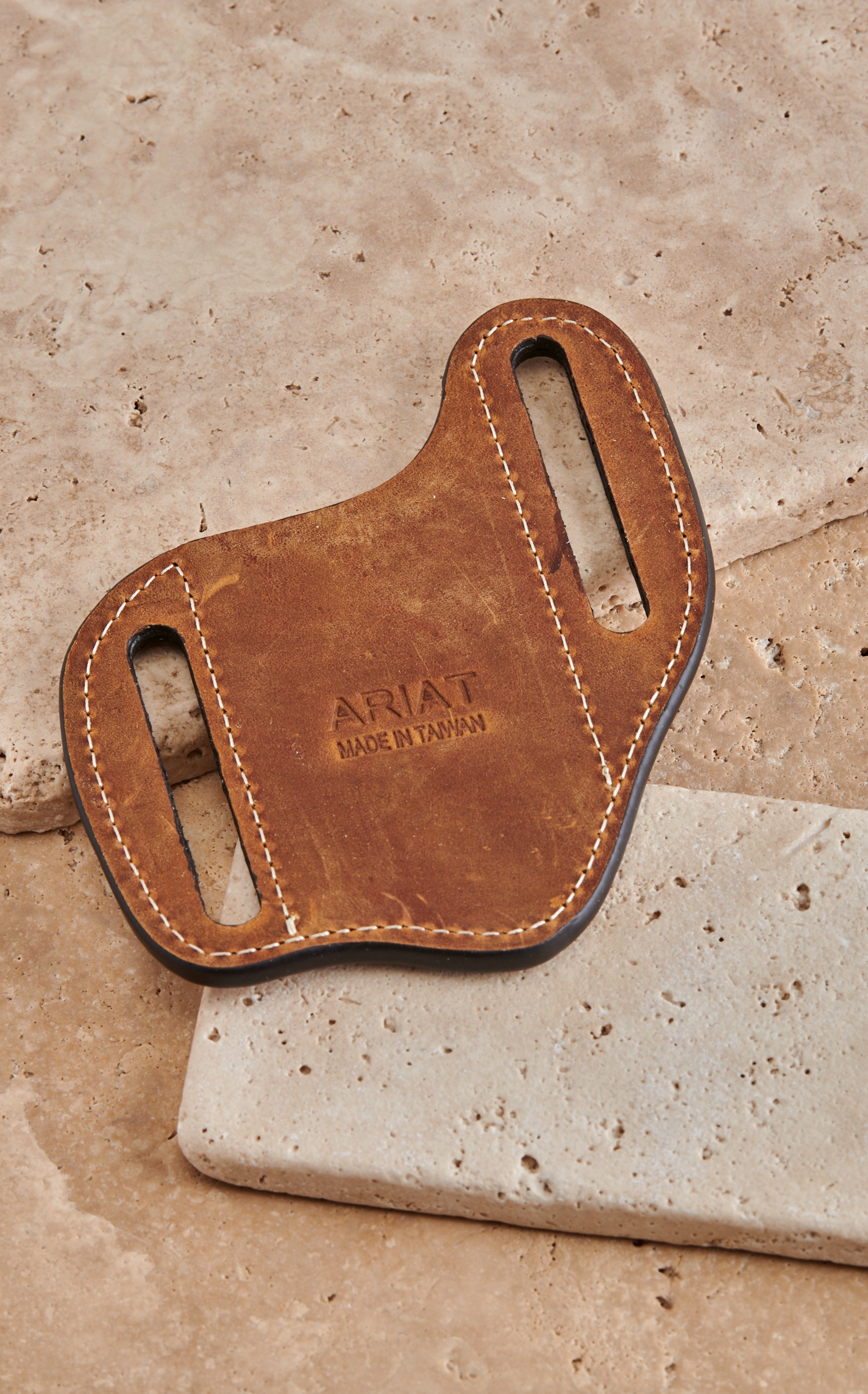 Ariat Brown Leather with Floral Tooling and Black Inlay Knife Sheath - Image 1