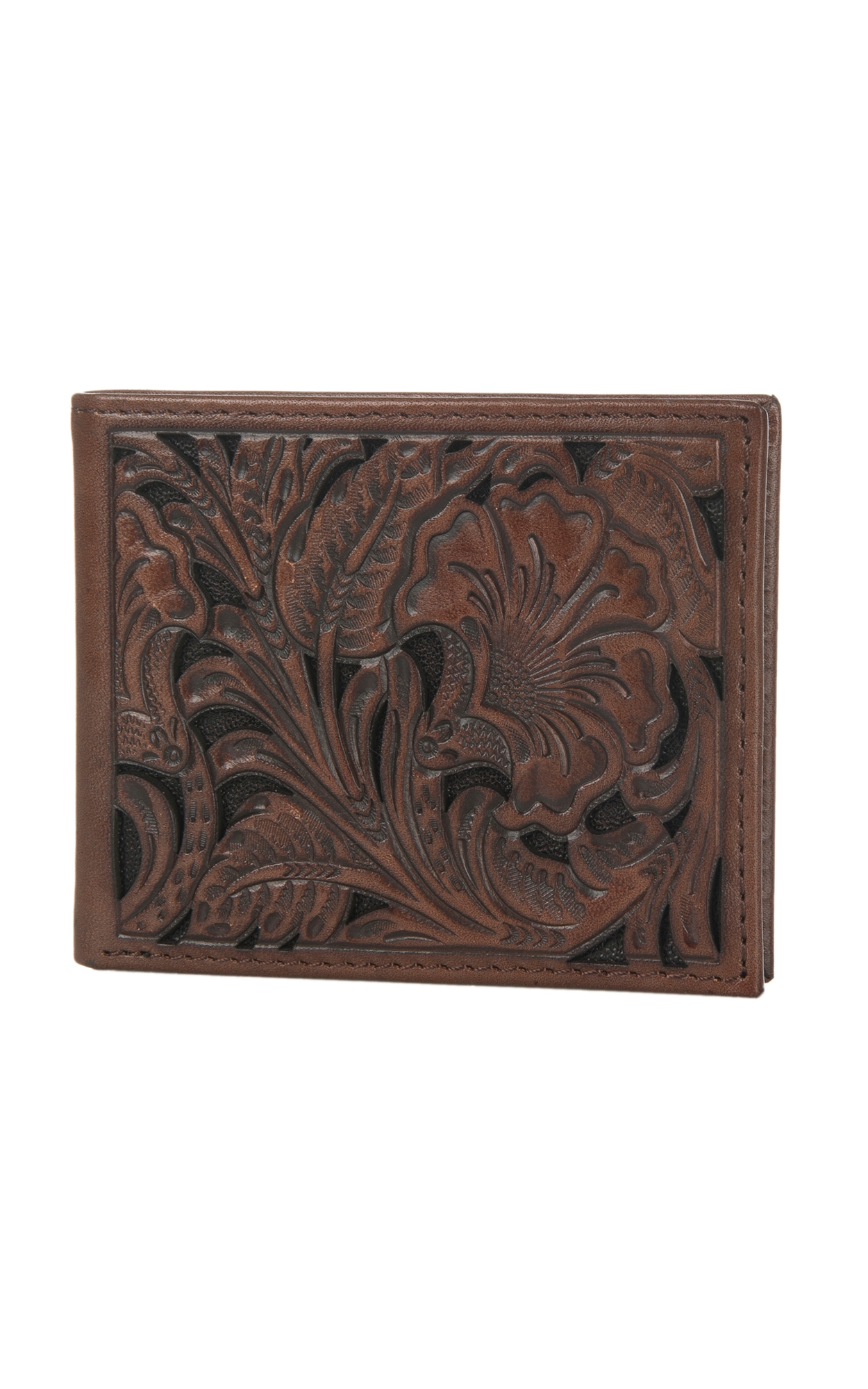 Ariat Brown Floral Embossed Bi-Fold Wallet - Image 1