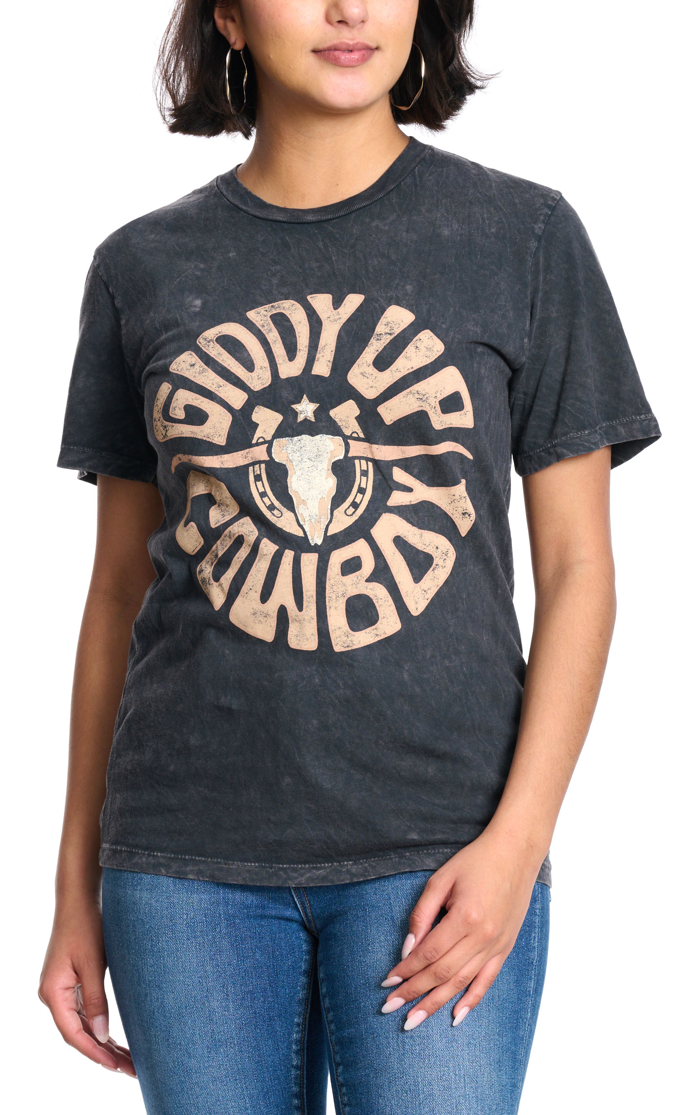 Lotus Fashion Women's Black Giddy Up Graphic T-Shirt - Image 1