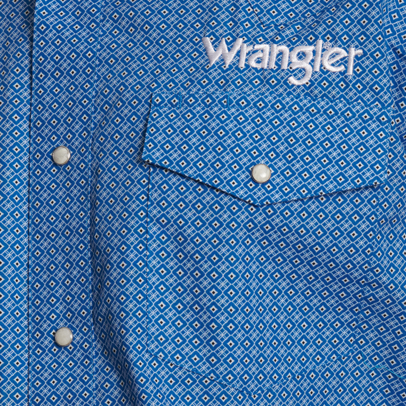 Wrangler Men's Blue Geo Print Long Sleeve Logo Western Shirt - Image 1