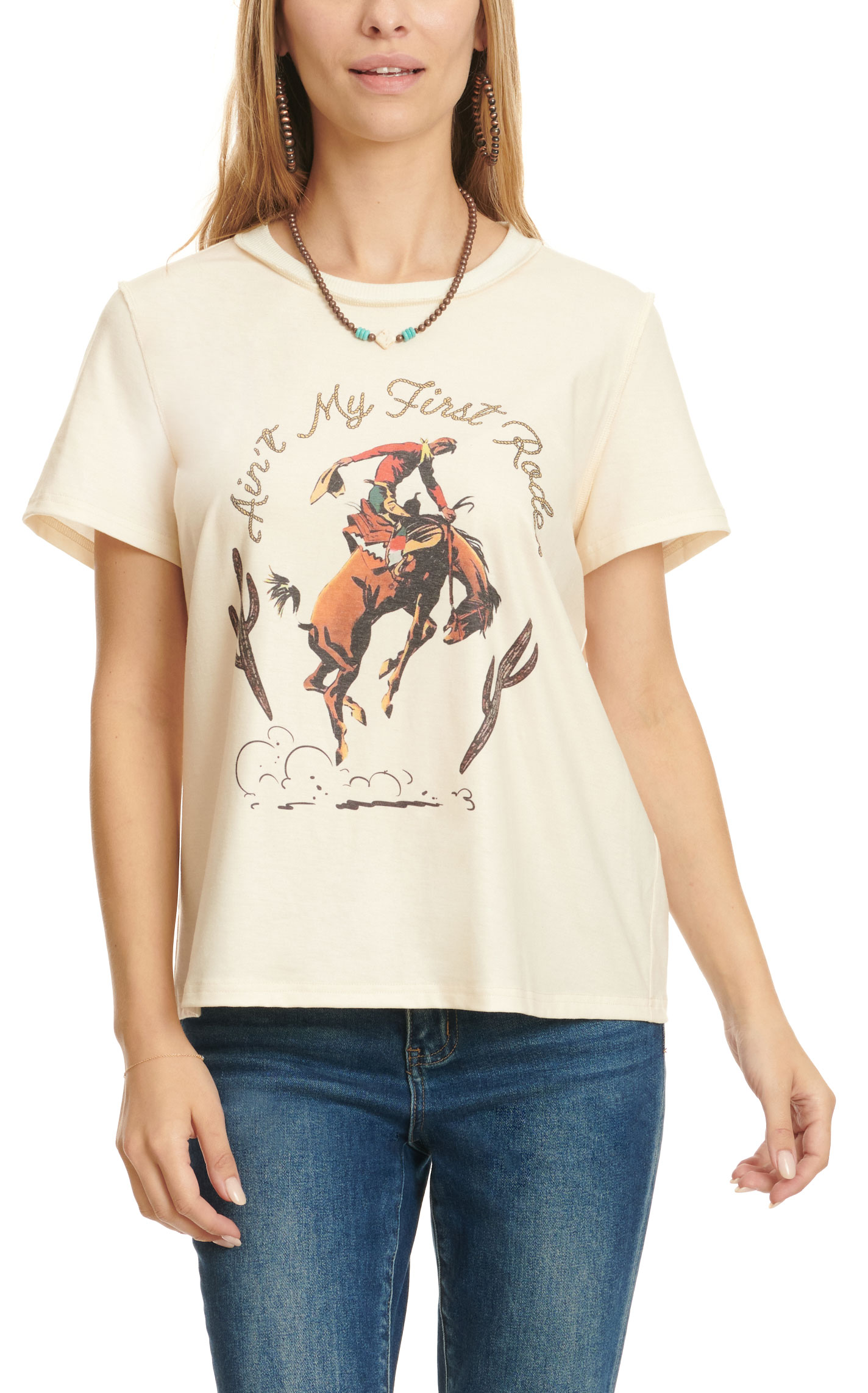 Fashion Express Women's Cream Ain't My First Rodeo Graphic Tee - Image 2